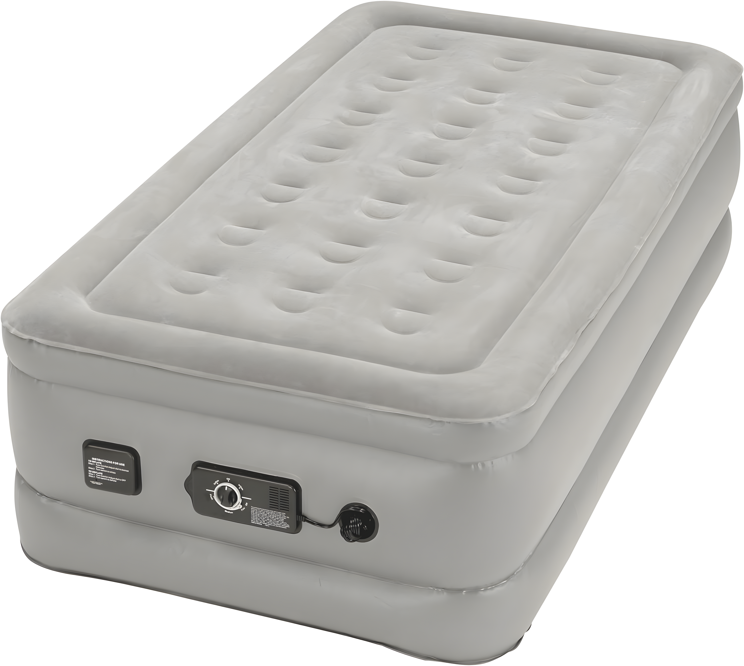 Twin Size Gray Raised Air Mattress with Built-In Pump