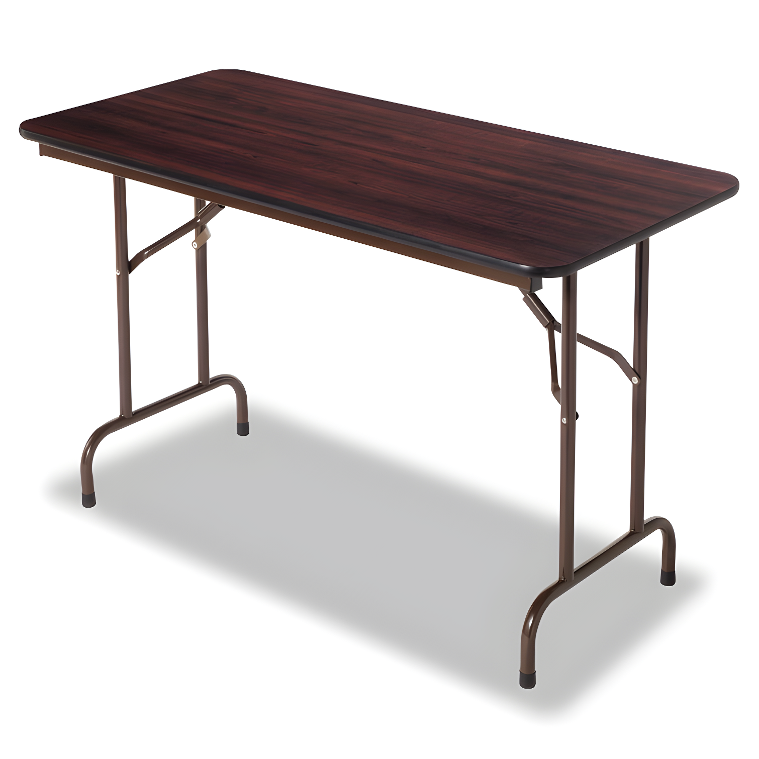 Mahogany Elegance 48" Portable Folding Table with Vinyl Edging