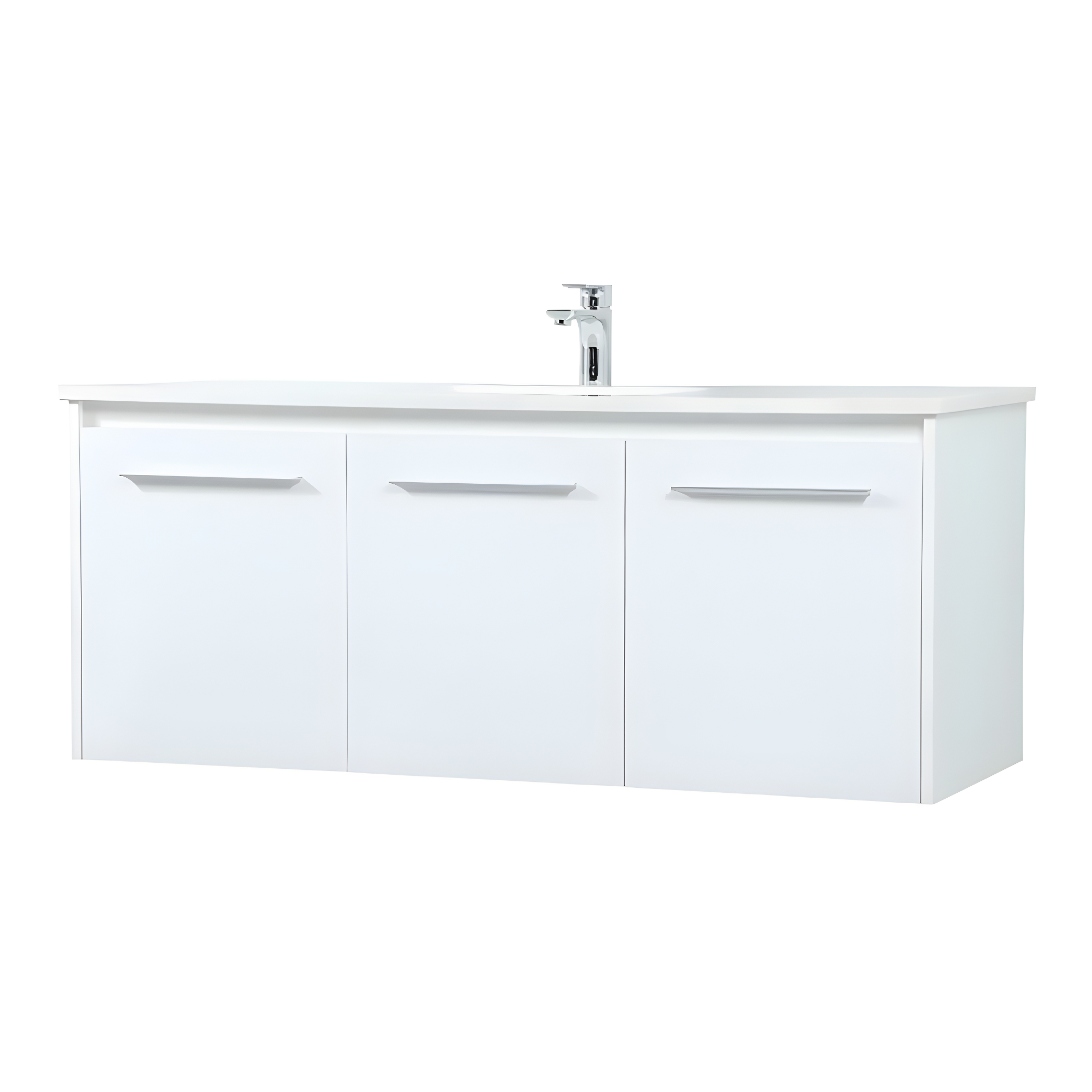 White 48" Floating Single Bathroom Vanity with Quartz Top