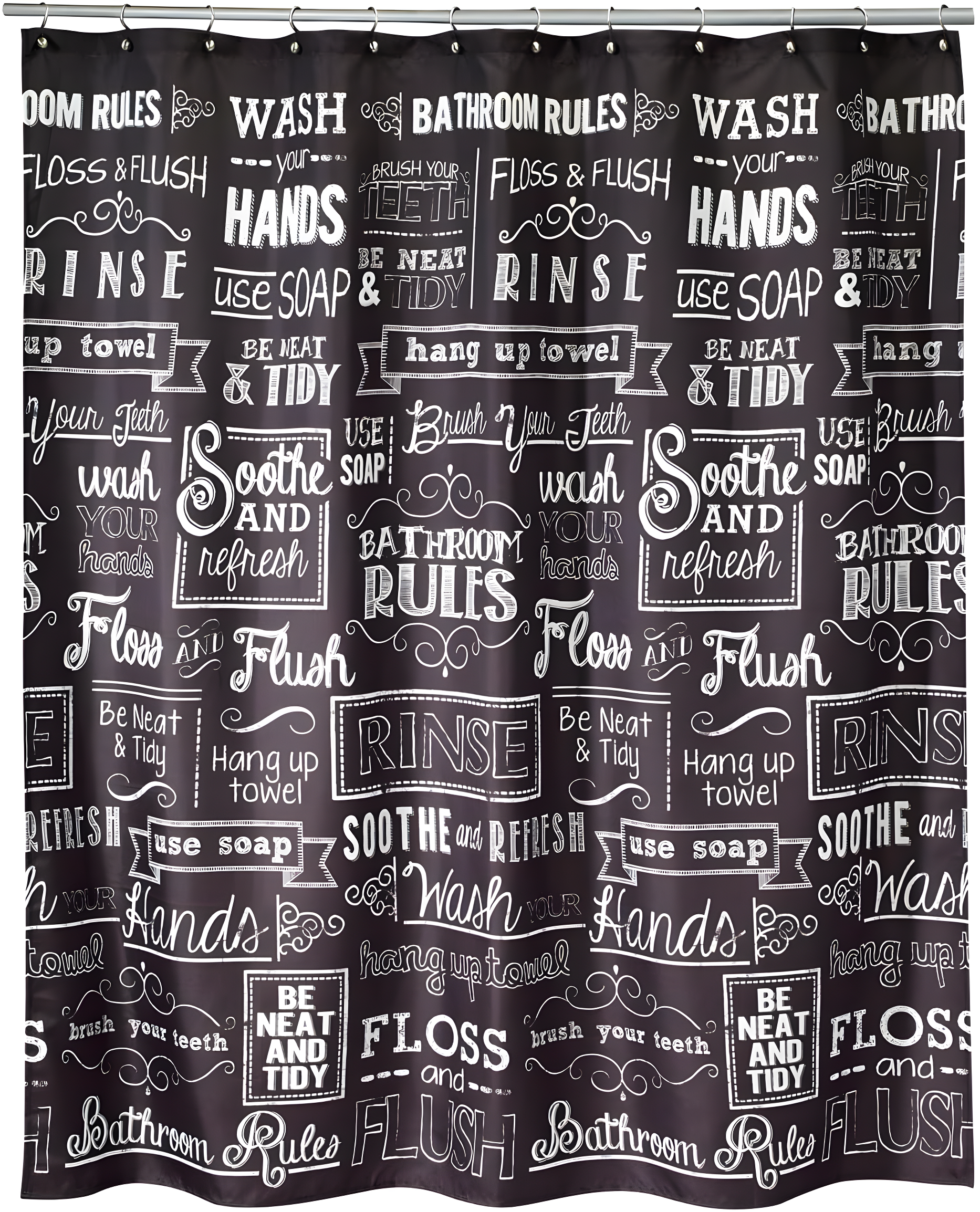 Chalkboard Black and White Polyester Shower Curtain