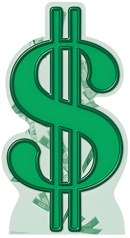 Green Dollar Sign Life-Size Cardboard Standup