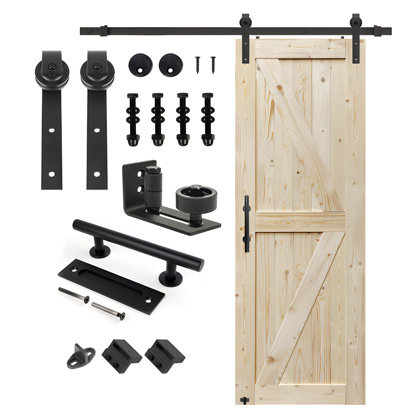 Unfinished Knotty Pine 36'' x 84'' Sliding Barn Door with Hardware Kit