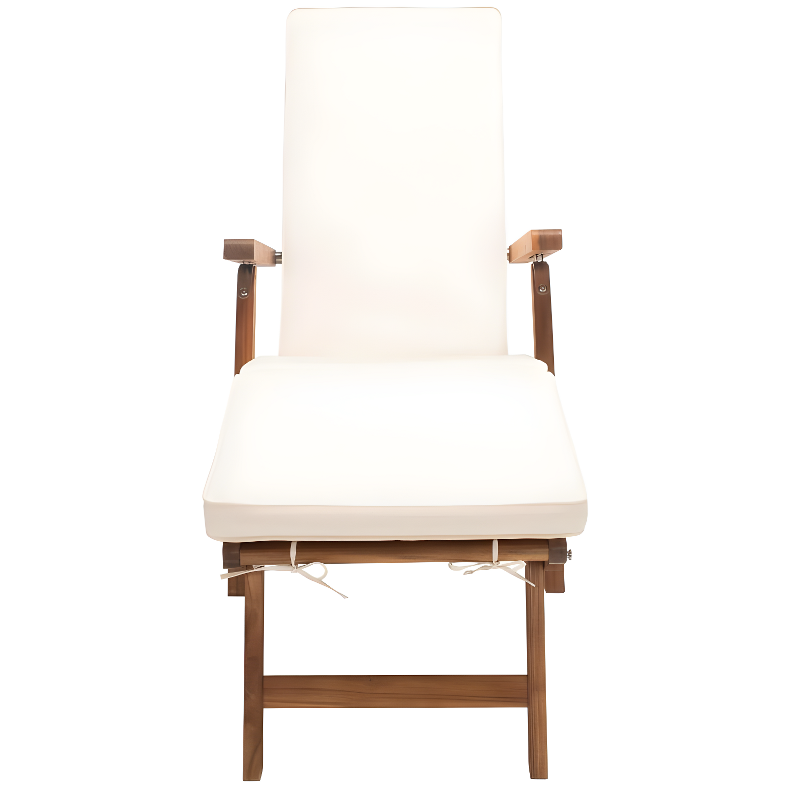 Palmdale Natural Wood Chaise Lounge Chair with Beige Cushions