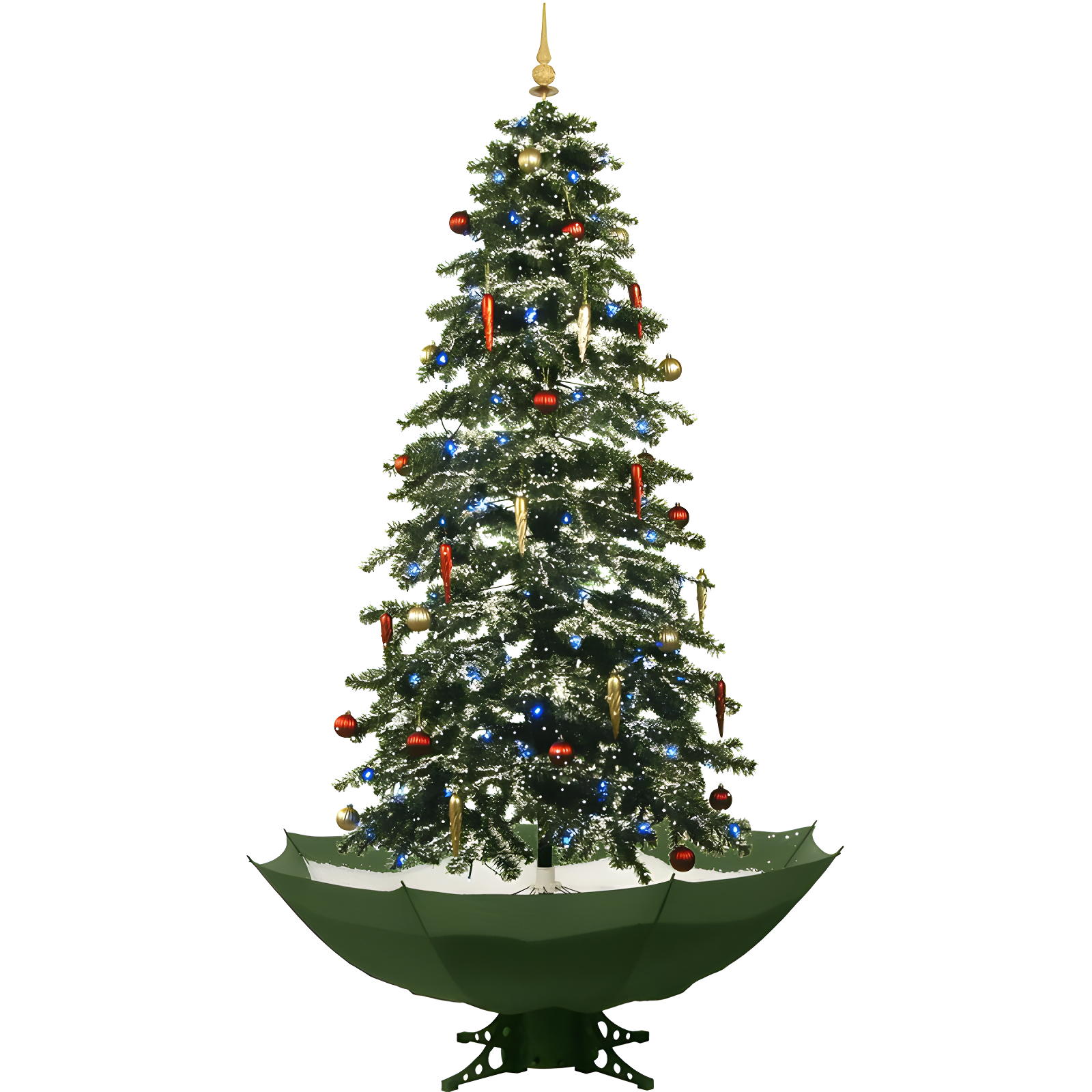 67-Inch Green and White Pre-Lit Potted Christmas Tree with LED Lights