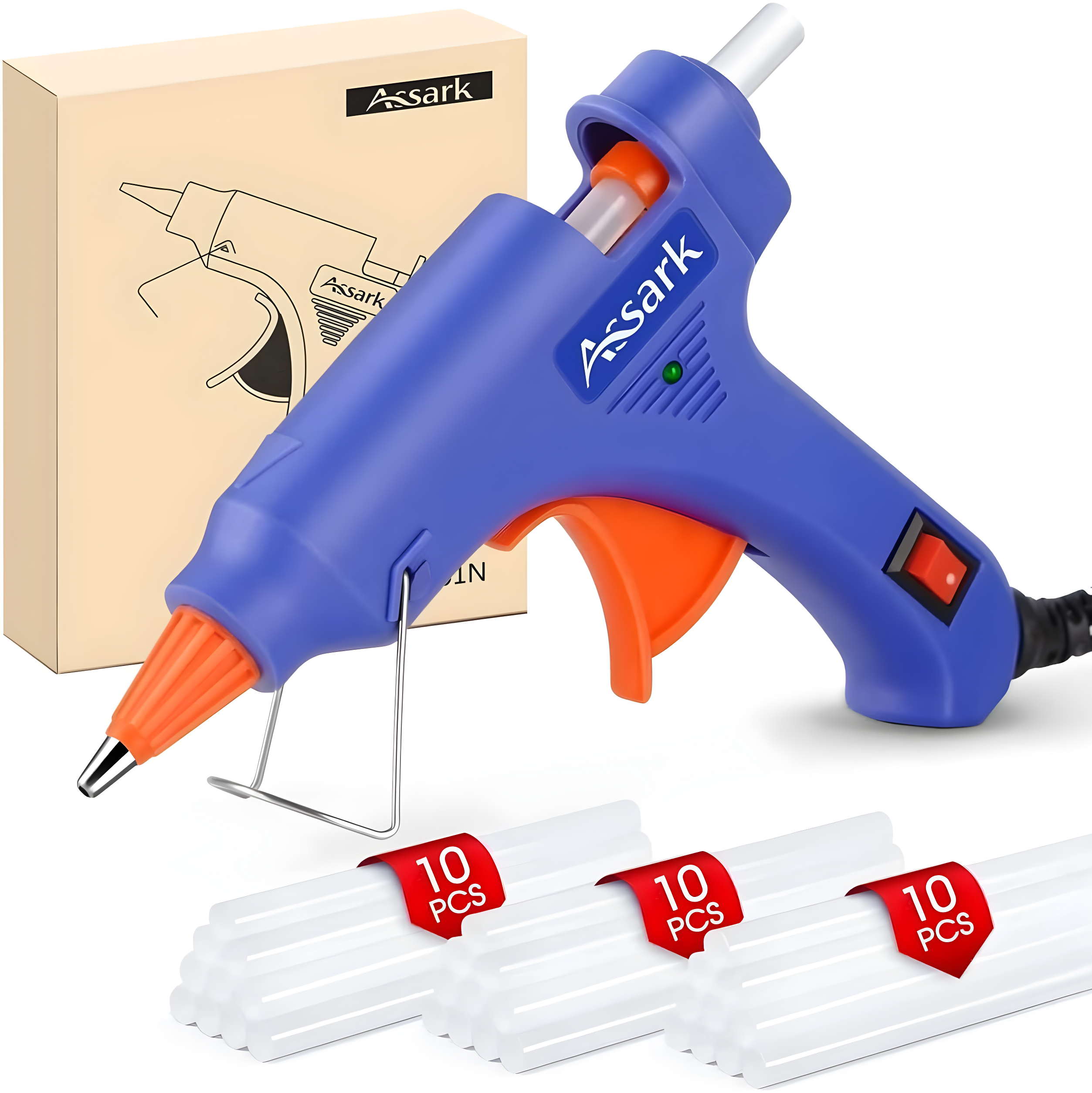 Blue Mini Hot Glue Gun Kit with 30 Glue Sticks for DIY Crafts