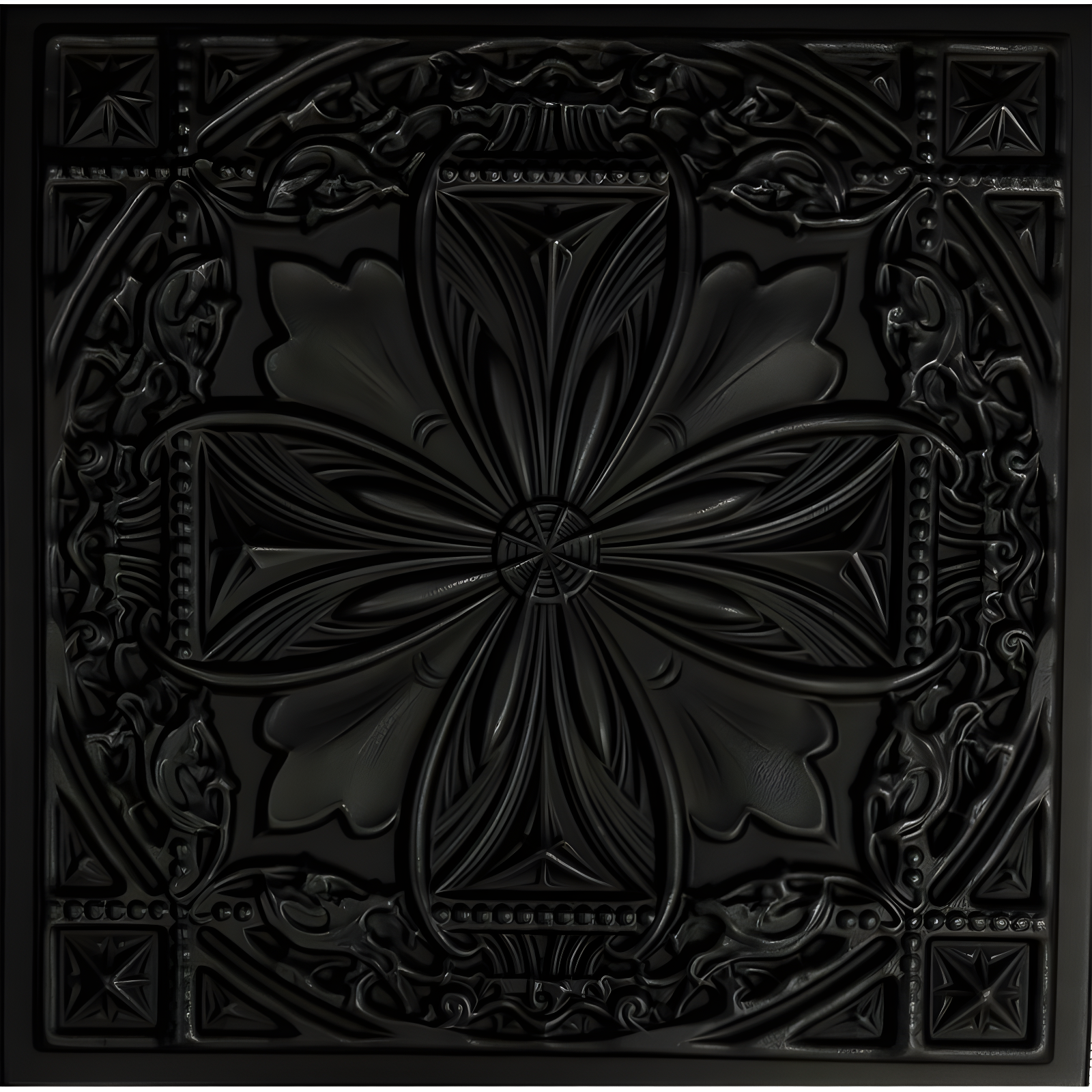 Lucas's Shield Black Matte Textured Polystyrene Ceiling Tile