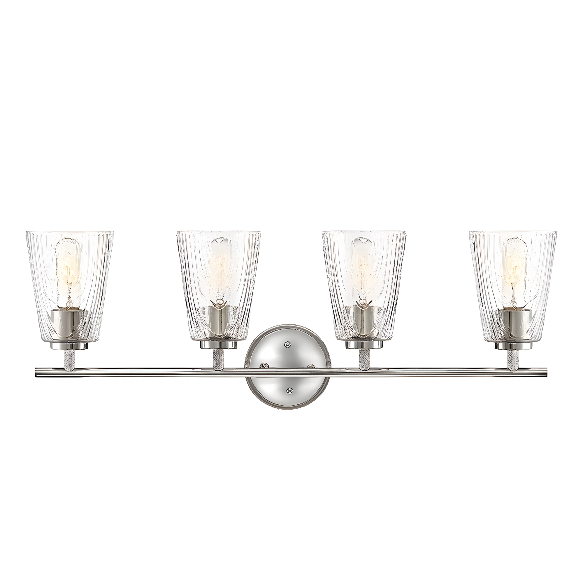 Westwood 29.75'' Polished Nickel 4-Light Vanity Fixture with Woodgrain Glass