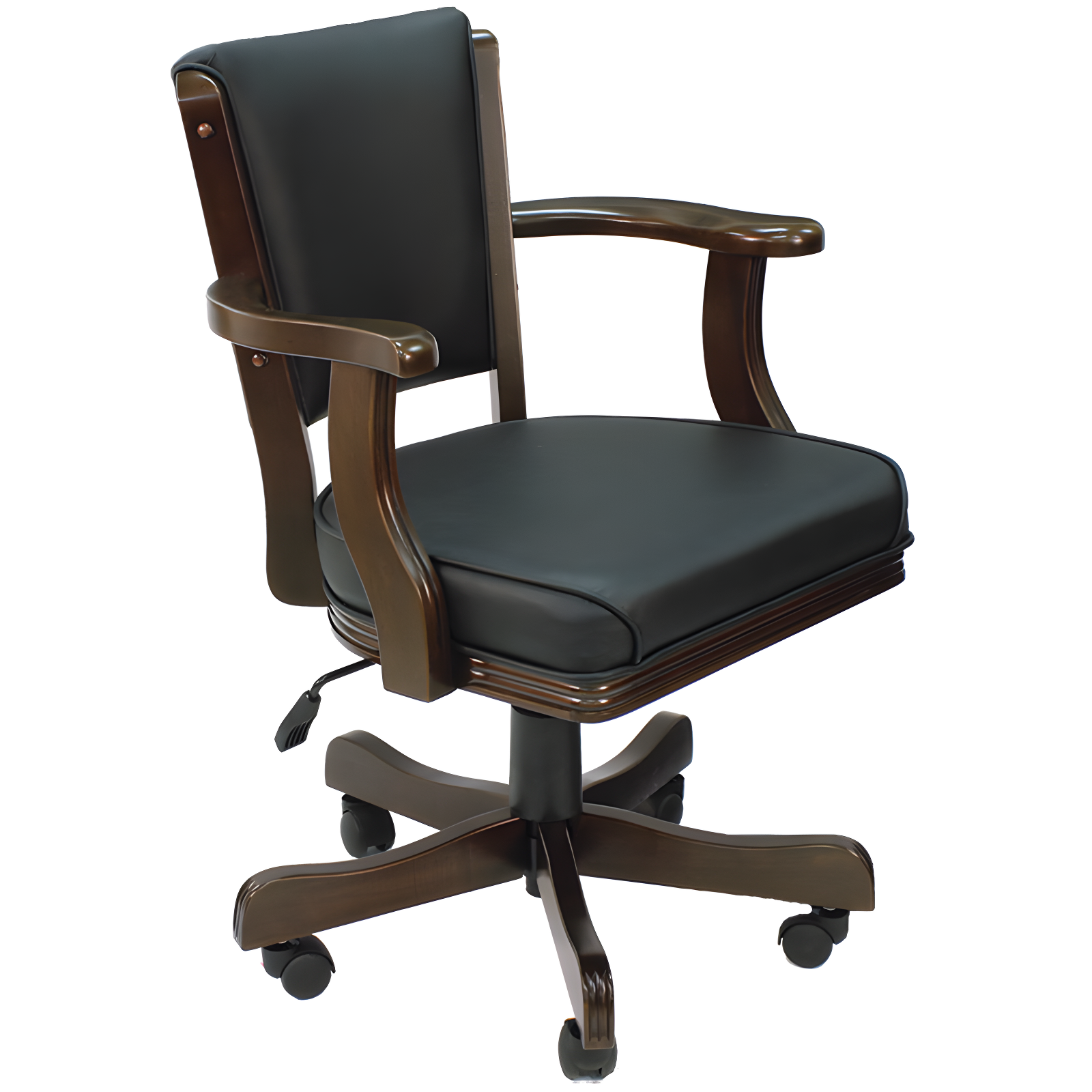 Cappuccino Swivel Game Chair with Black Vinyl Seat