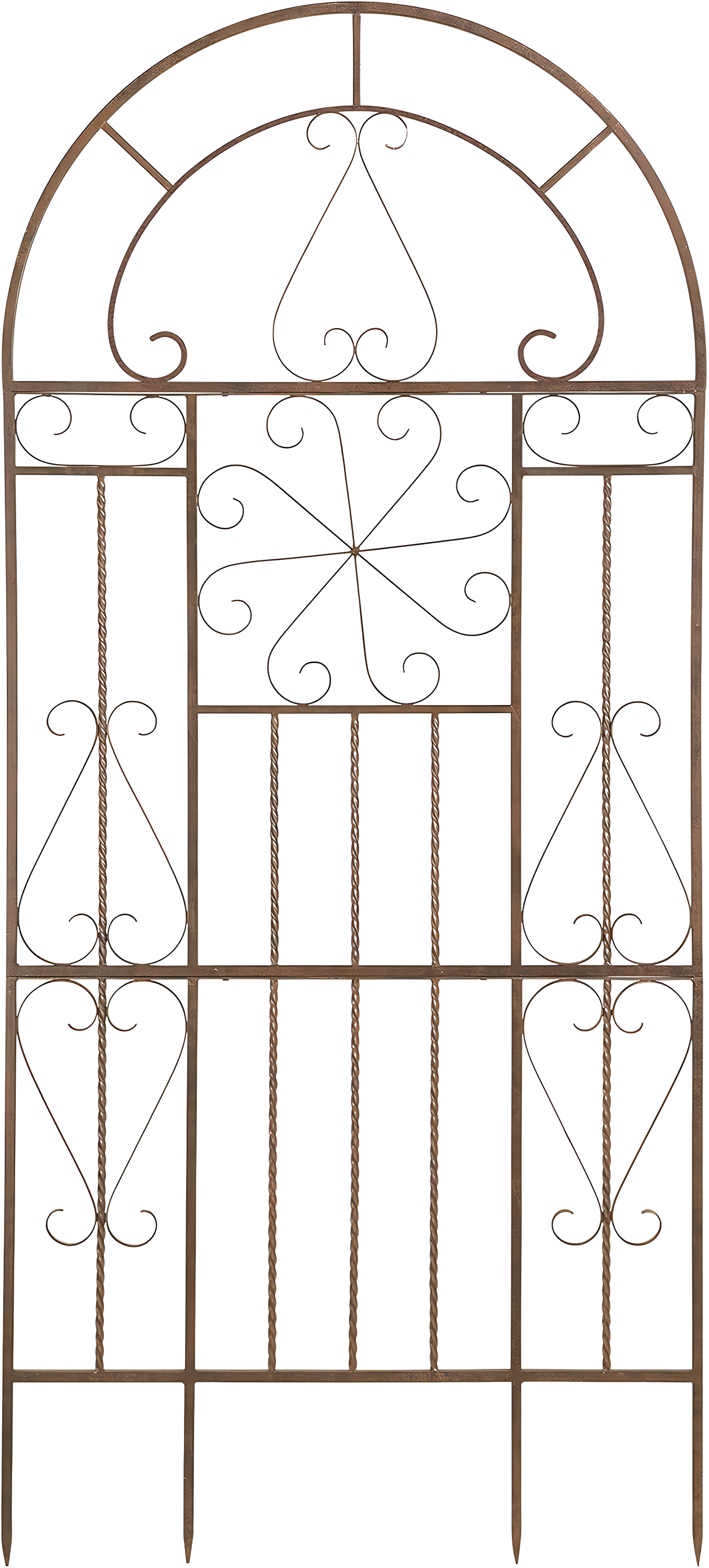 Large Natural Patina Metal Trellis with Ground Spikes