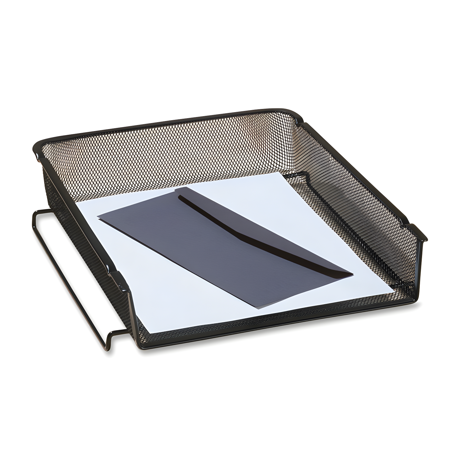 Black Metal Mesh Stackable Front Load Letter Tray