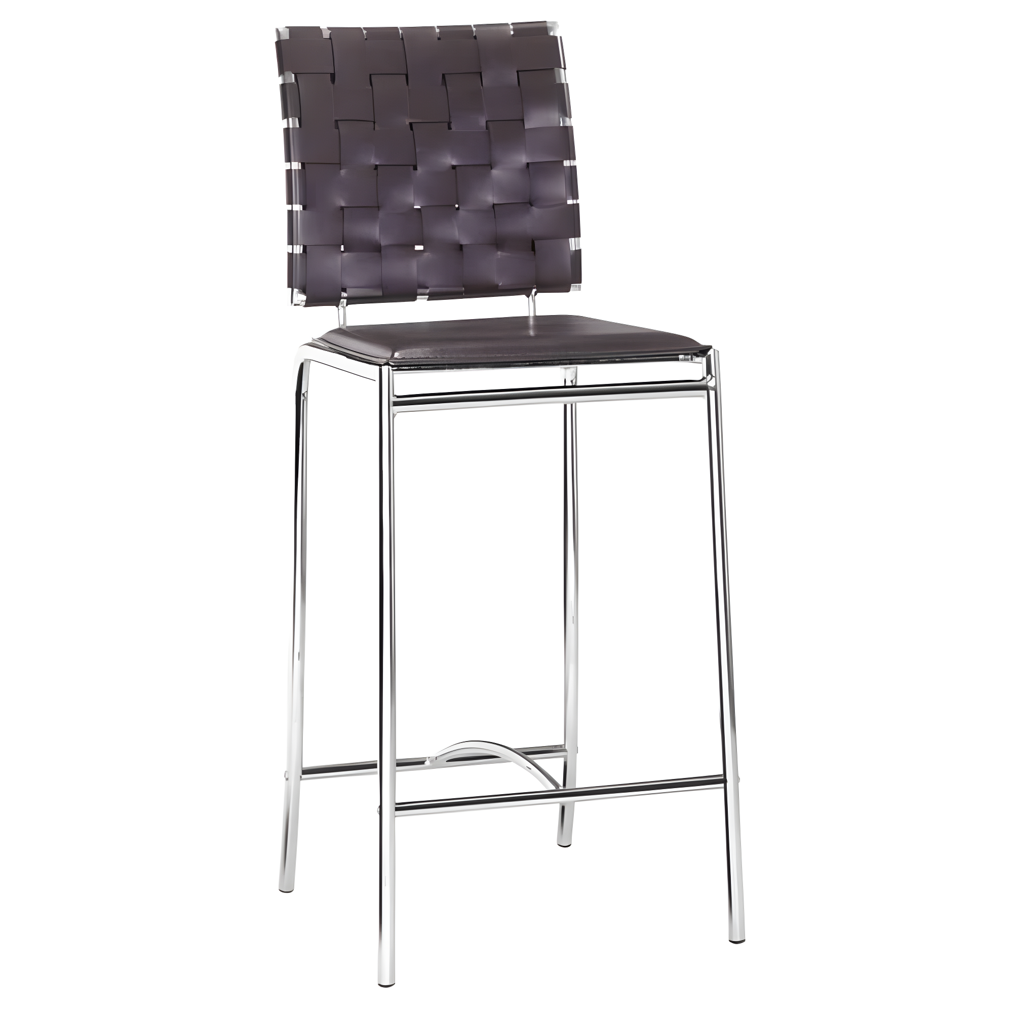 Espresso Leatherette Criss Cross Counter Stool with Chrome Frame