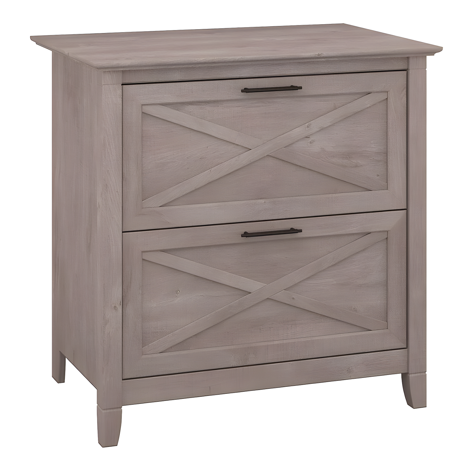 Washed Gray 2 Drawer Lateral File Cabinet with X Pattern