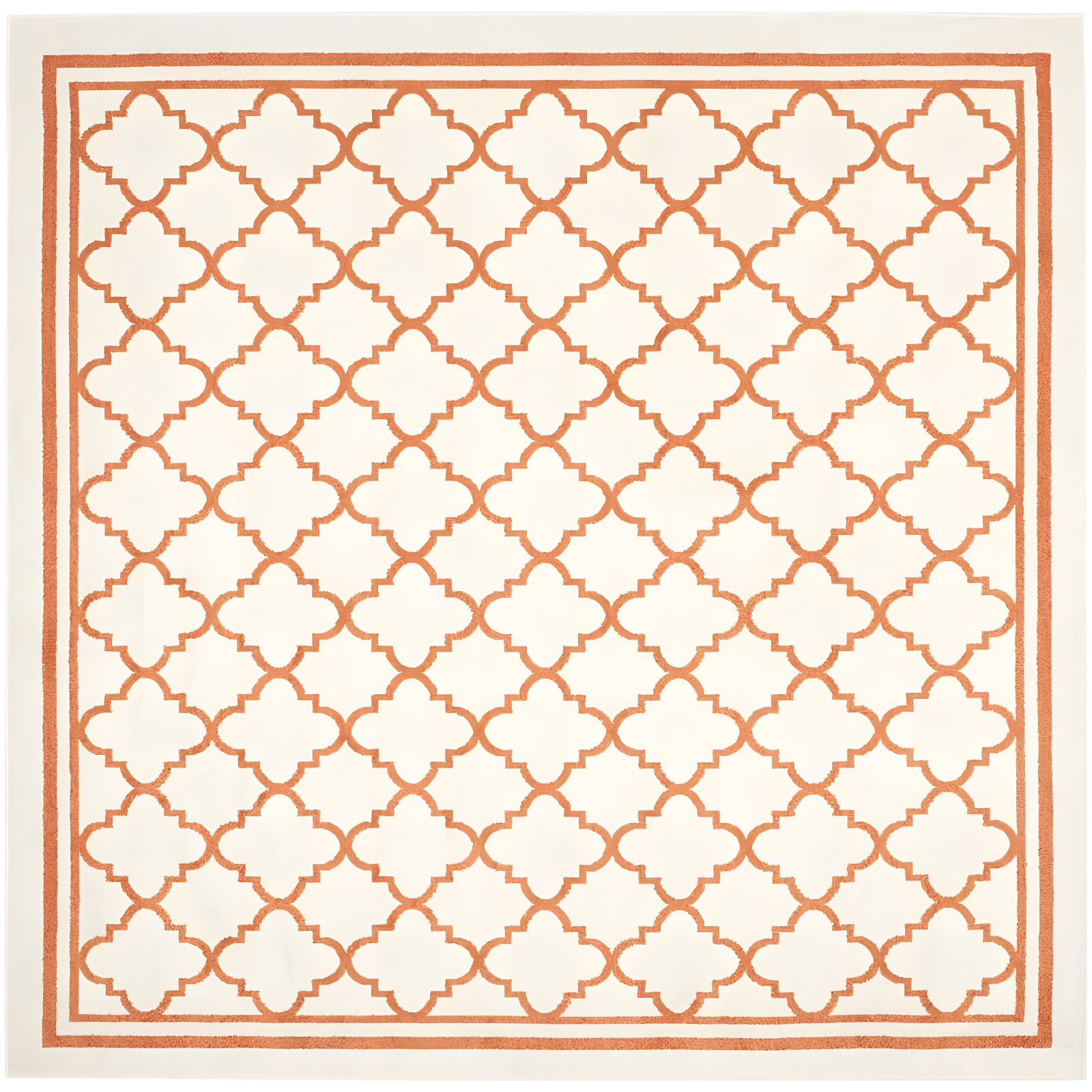 Easy-Care Reversible Beige & Orange Synthetic 7' Square Area Rug