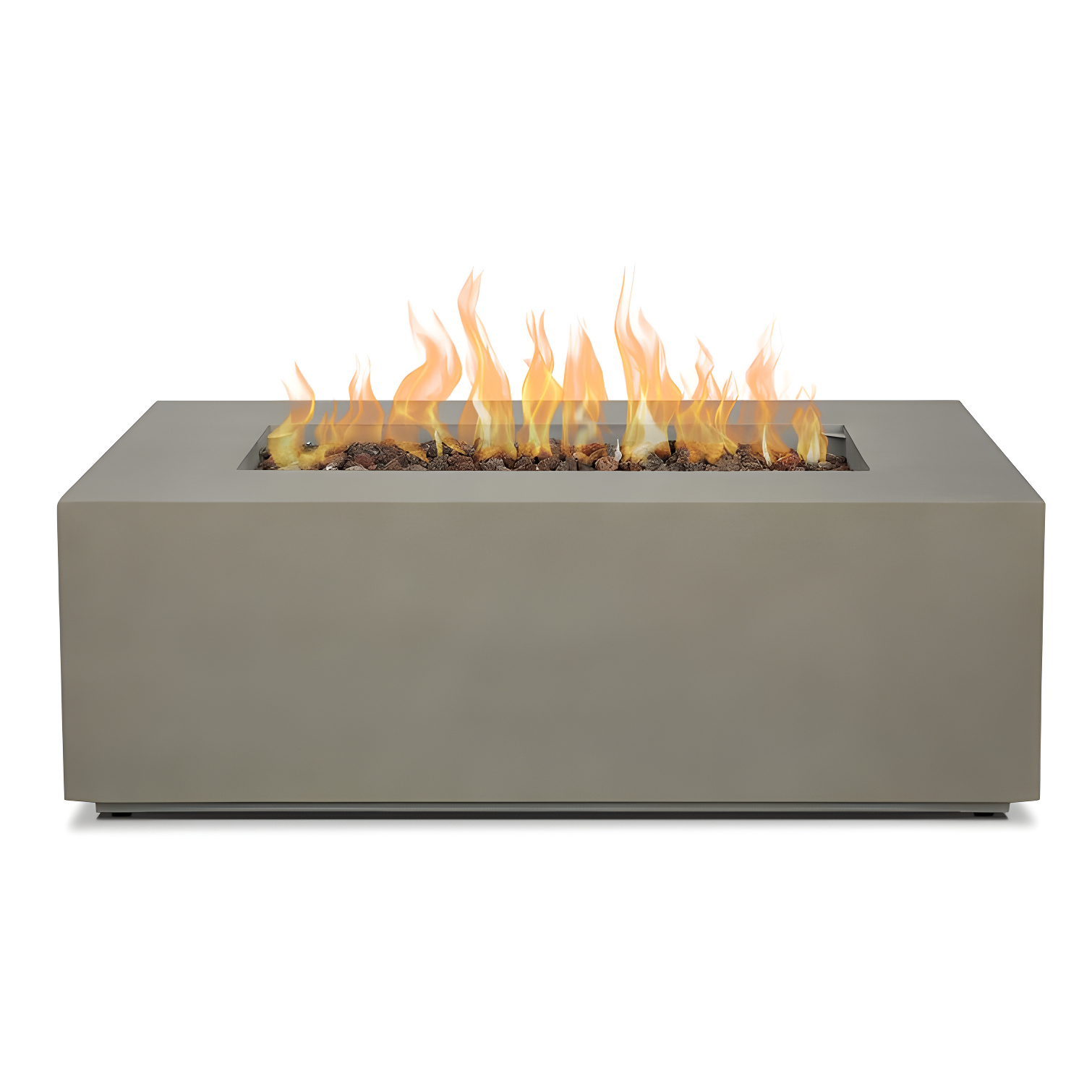 Mist Gray Rectangular Gas Fire Pit Table with Steel Frame