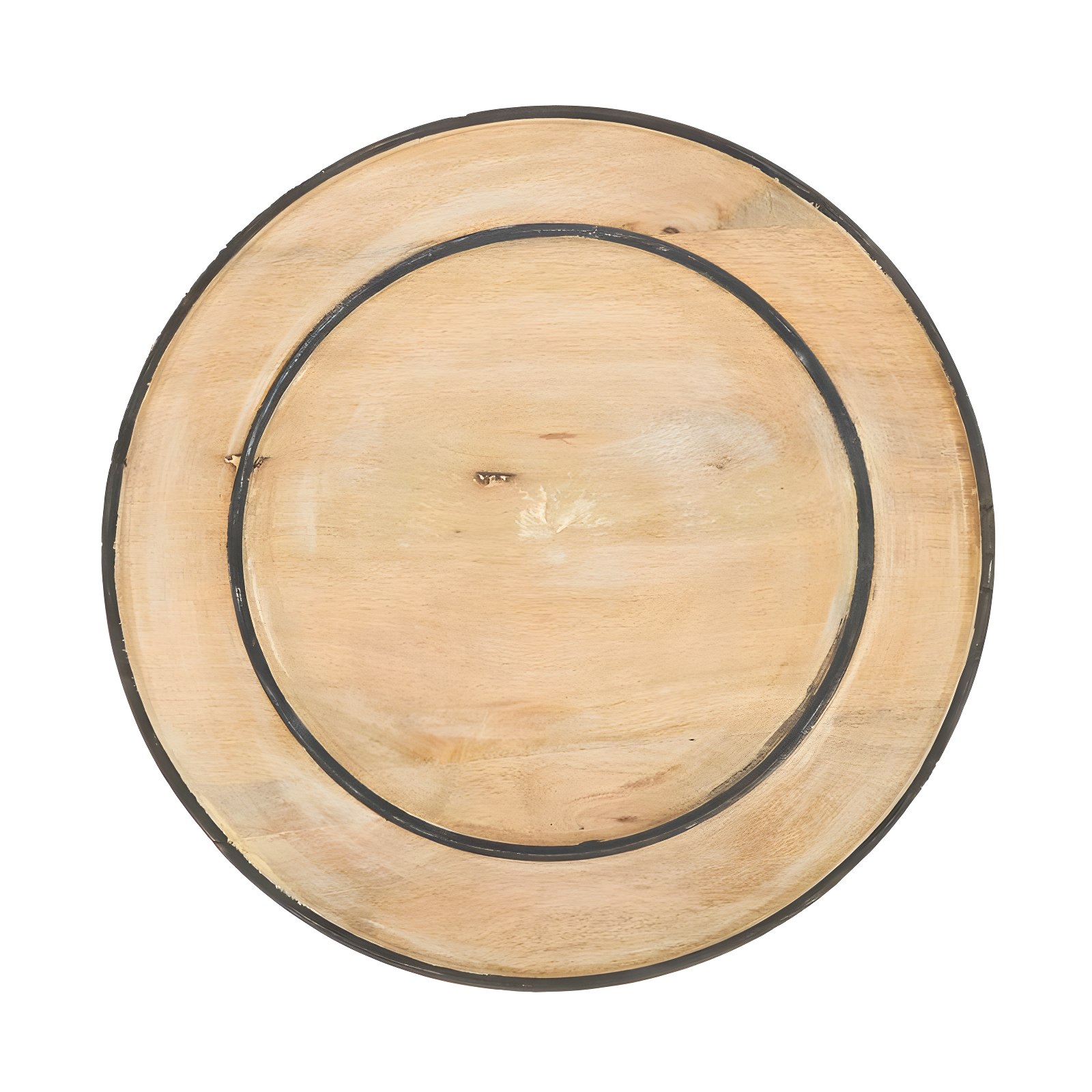 Natural Mango Wood Round Charger Plates, Set of 4