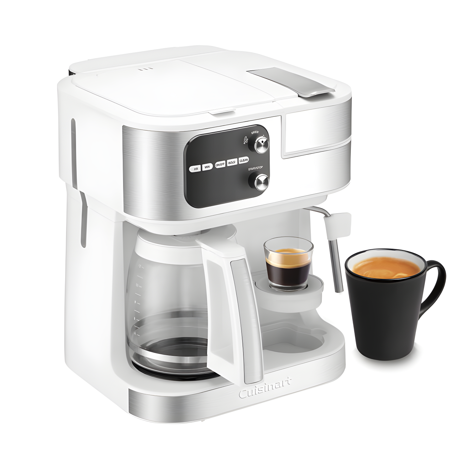 White Stainless Steel 4-in-1 Coffee and Espresso Maker