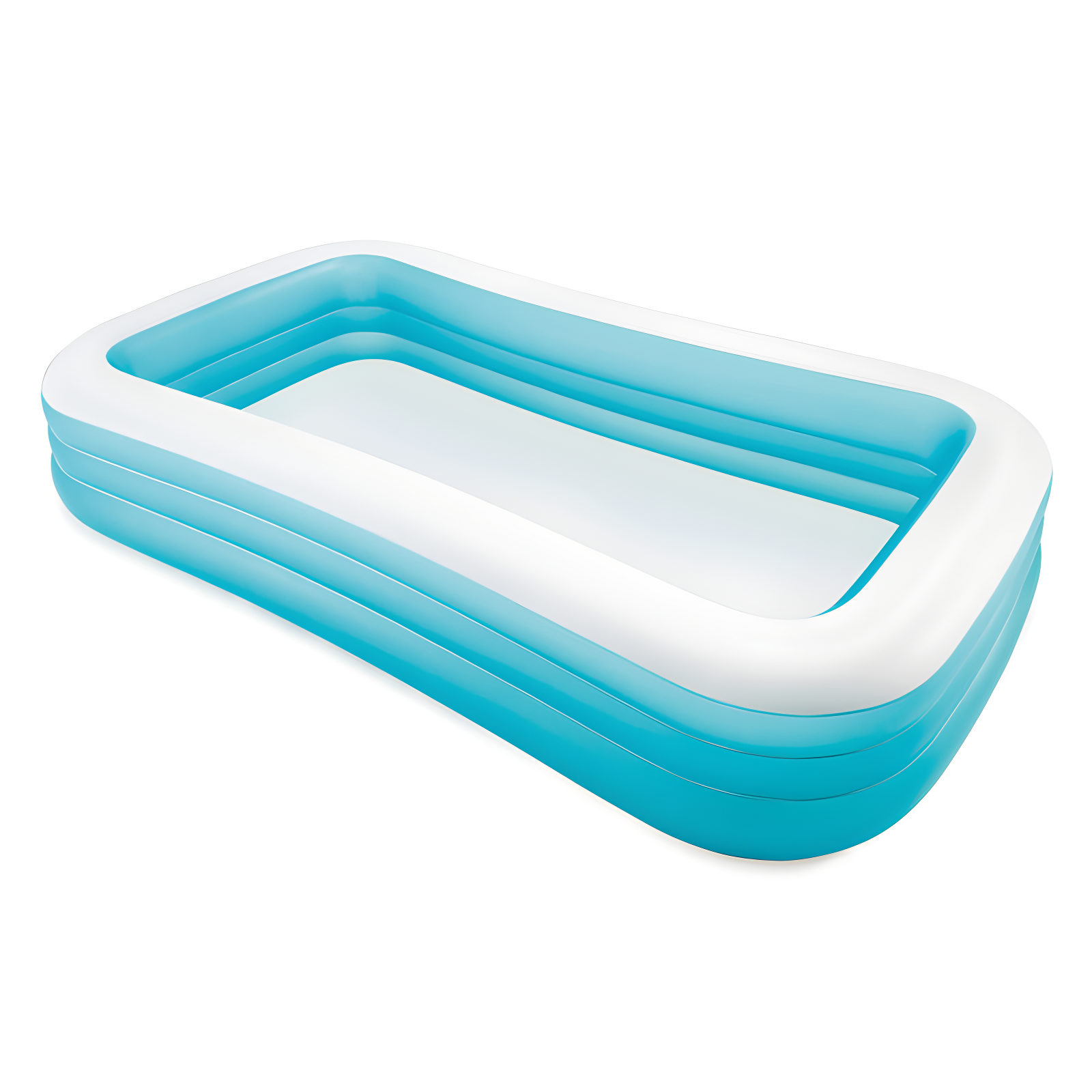 Blue and White Inflatable Rectangular Family Pool for Kids