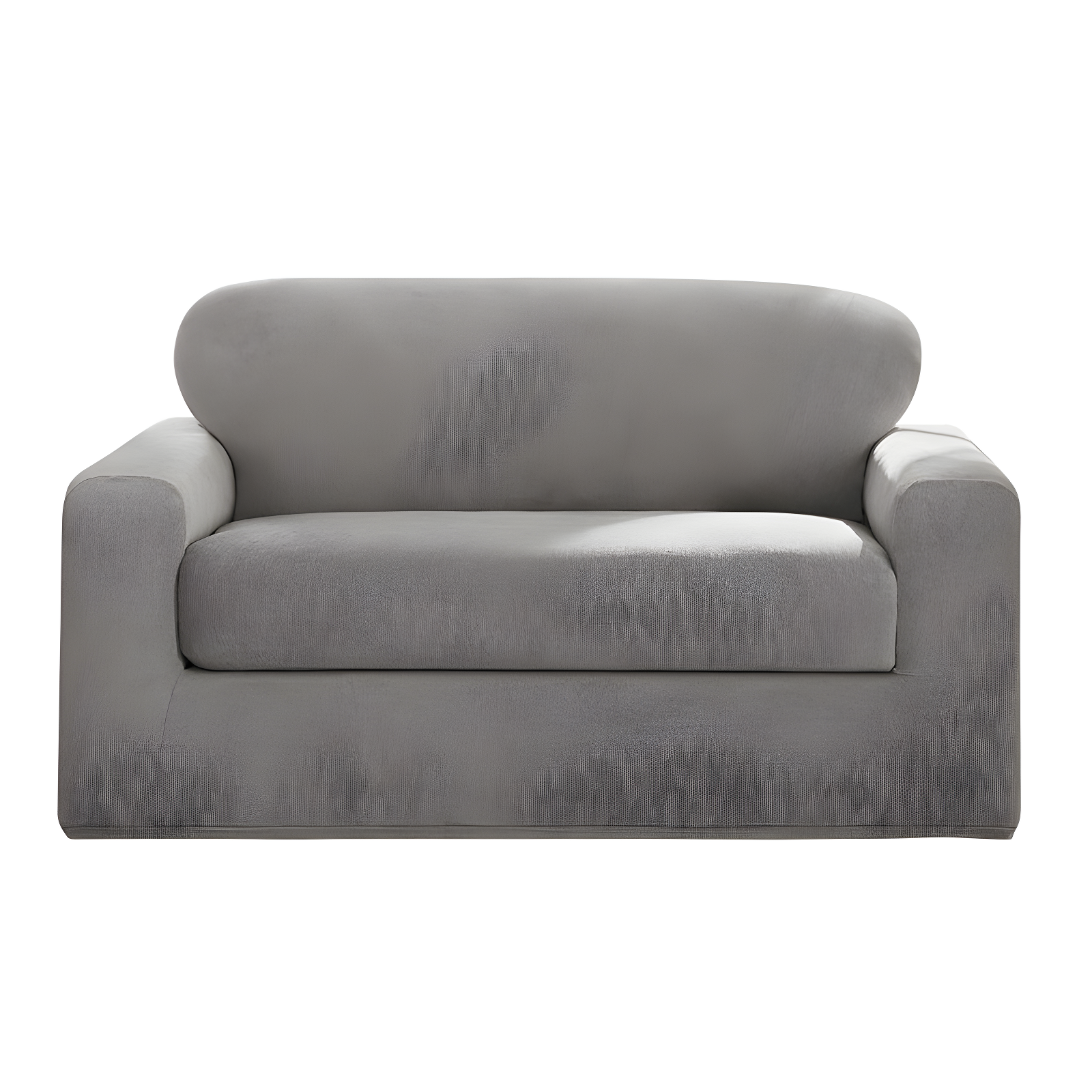 Gray Polyester Stretch Loveseat Slipcover with Cushion