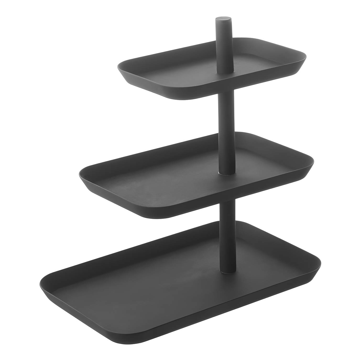 Black Steel 3-Tier Rectangular Countertop Organizer