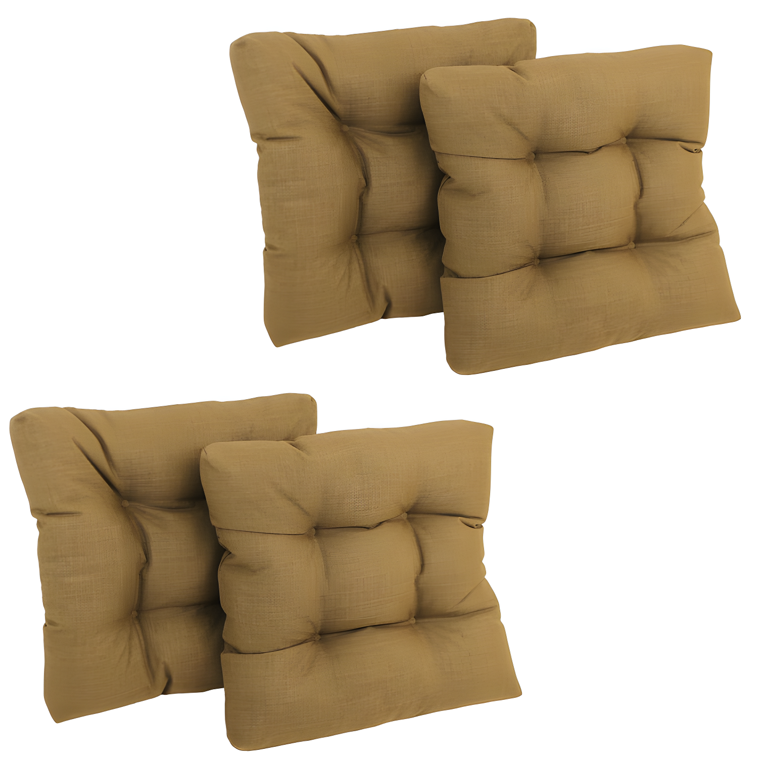 Wheat Tufted Square Outdoor Dining Chair Cushion Set