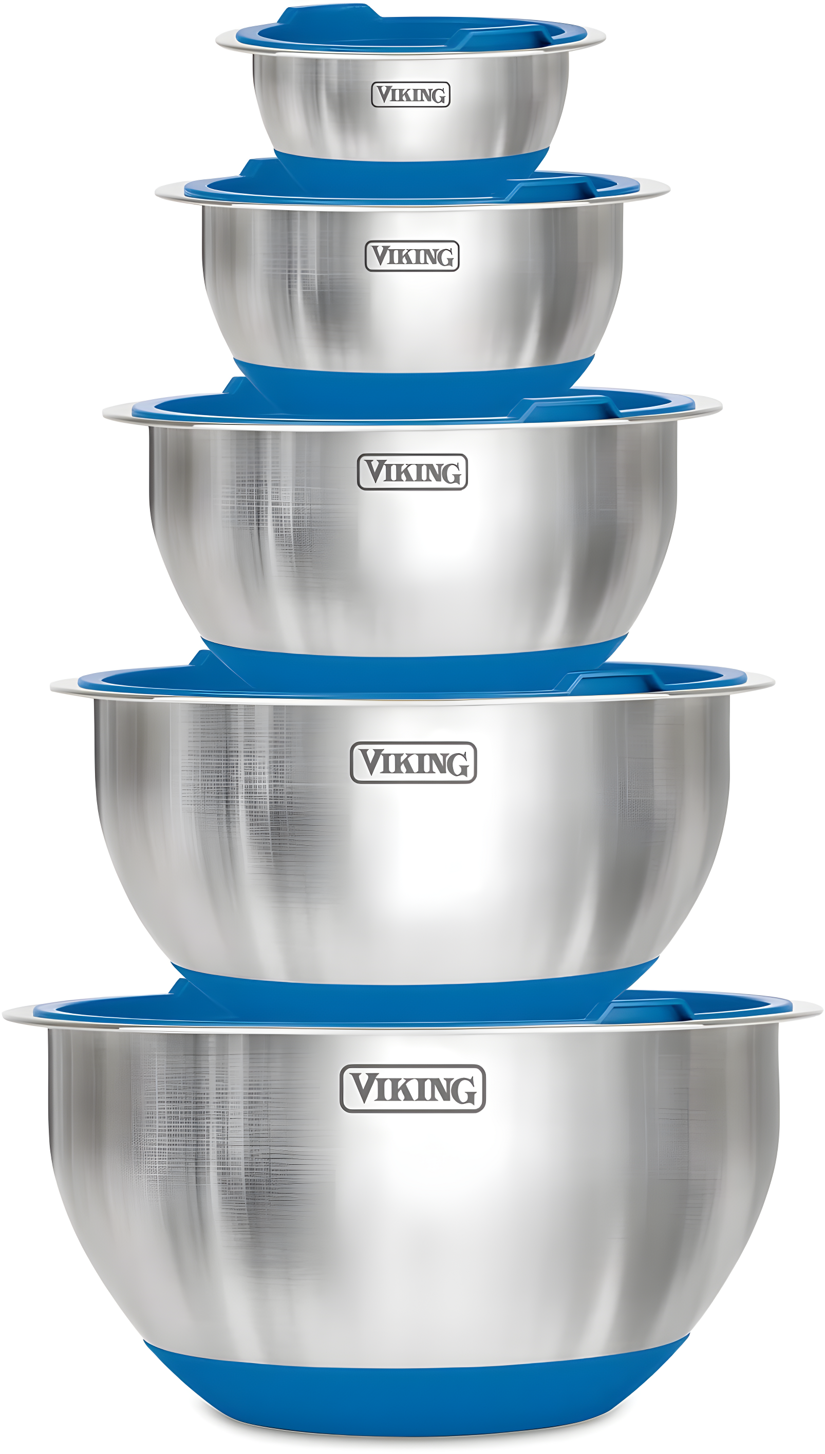 Viking 10 Piece Blue Stainless Steel Mixing Bowl Set with Lids