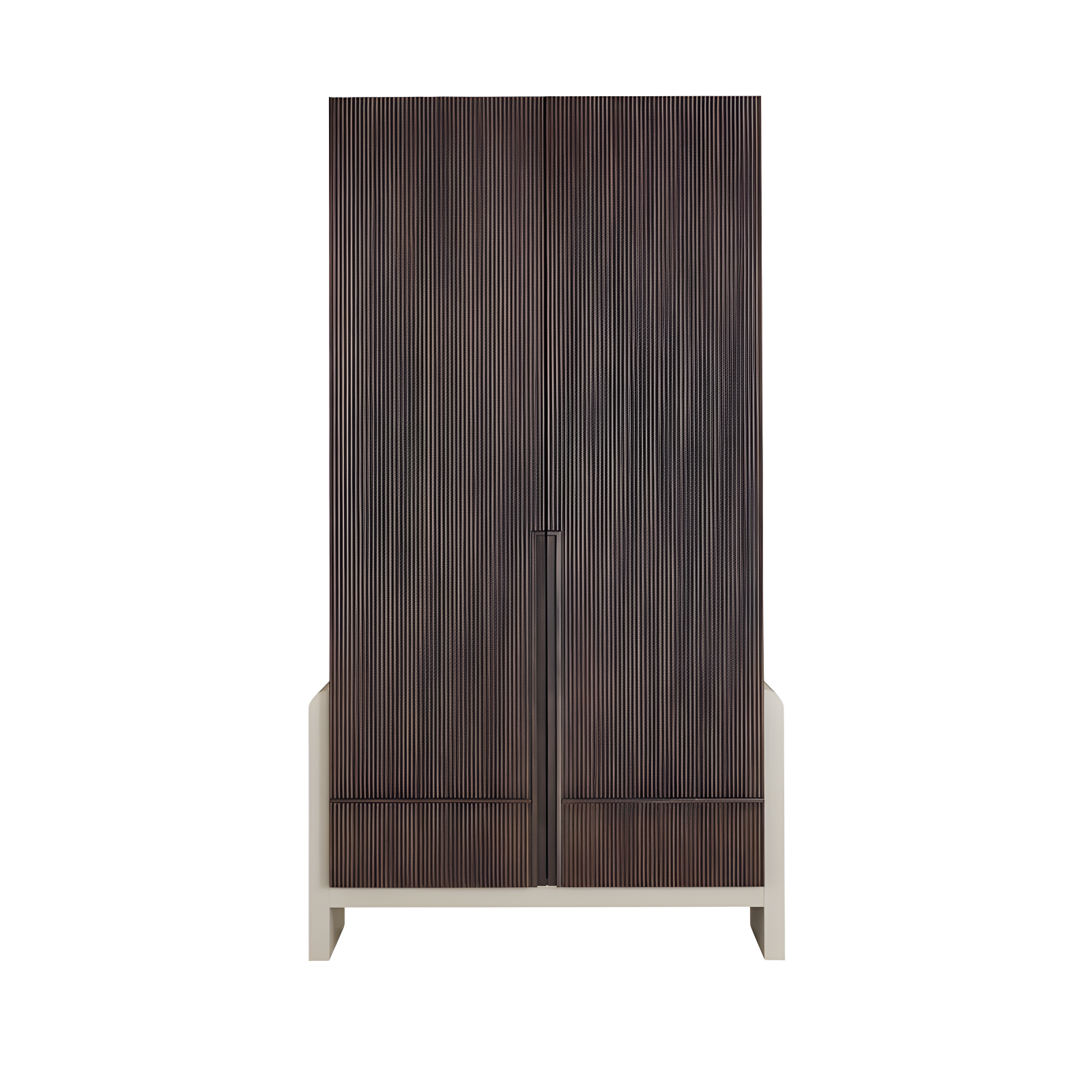 Walnut Mid-century Modern Rustic Wardrobe with Silver Fox Finish