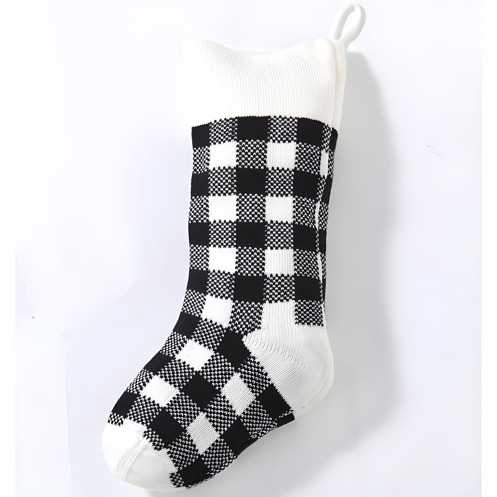 Black and White Buffalo Plaid Christmas Stocking