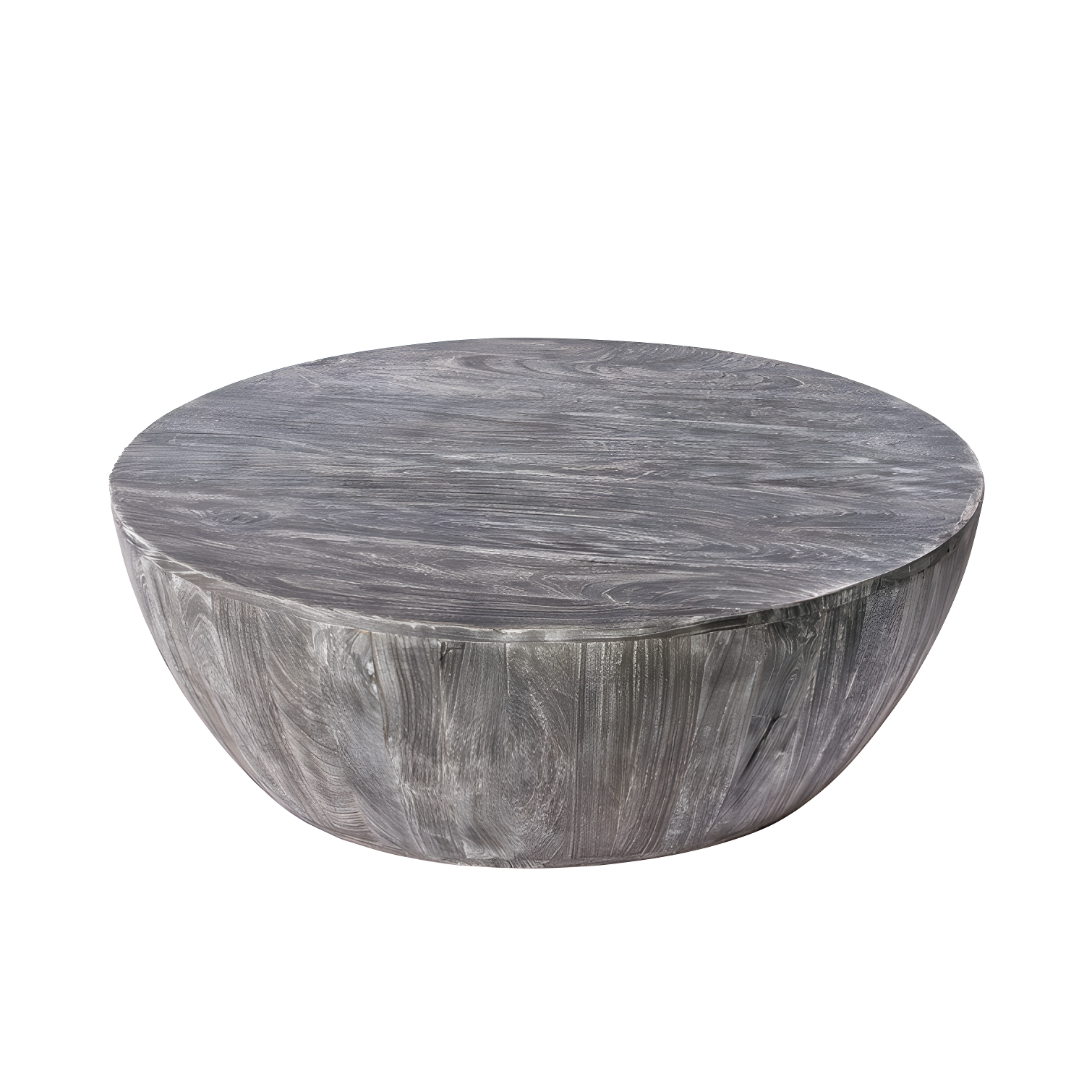 Sandblasted Black Solid Mango Wood Drum Coffee Table