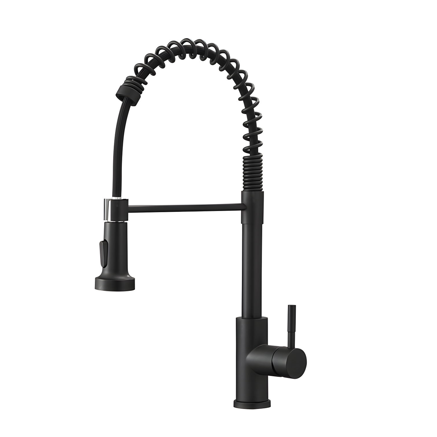 Matte Black Stainless Steel Pull-Down Kitchen Faucet with Spray