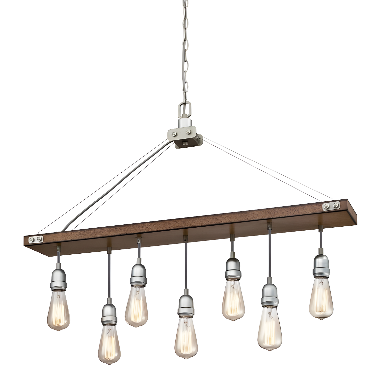 Elway Barnwood Beam & Galvanized Steel 7-Light Linear Chandelier