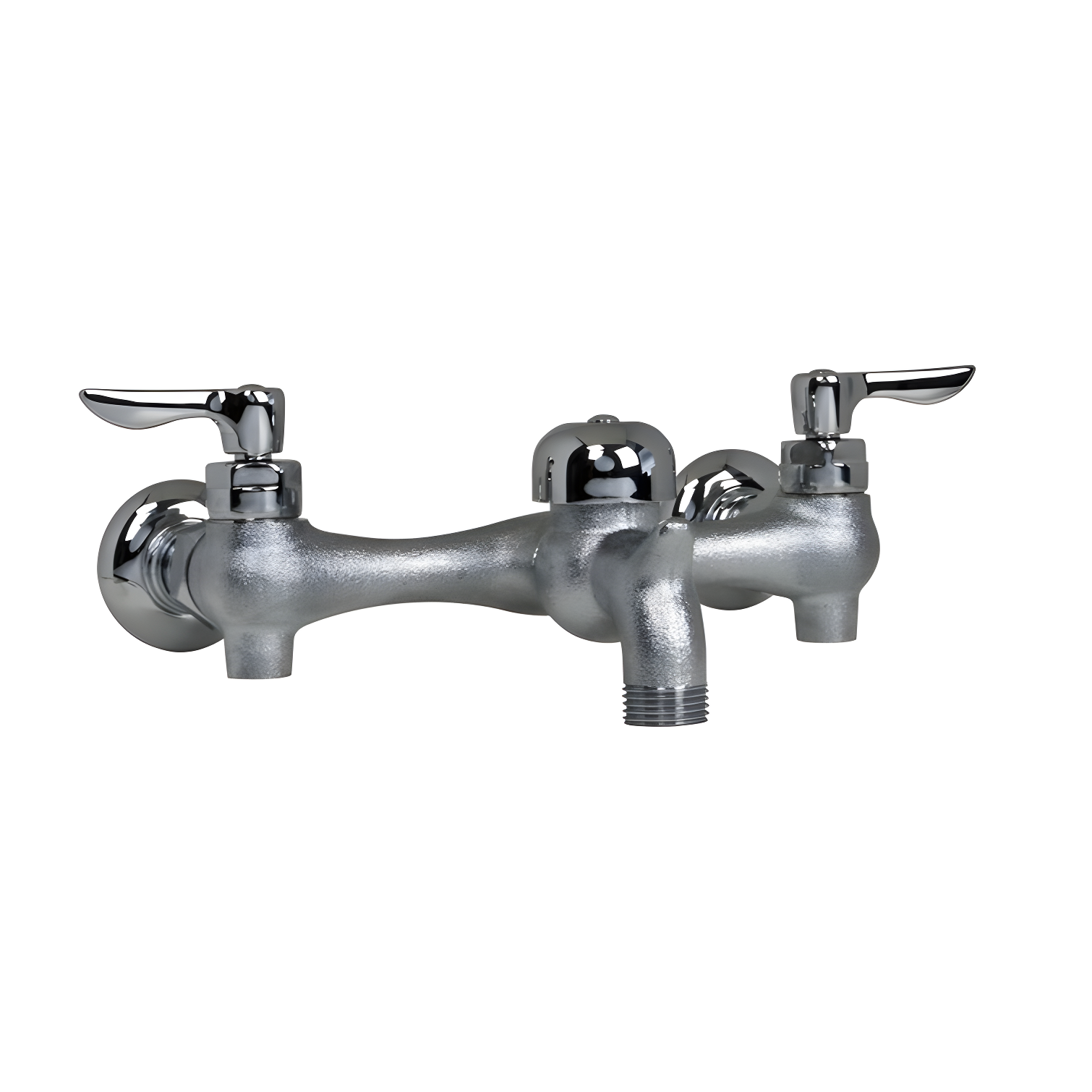 Chrome Wall Mount Utility Faucet with Dual Handles