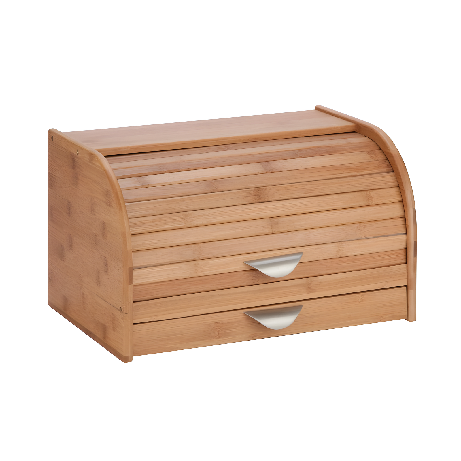 Natural Bamboo Roll-Top Bread Box with Drawer