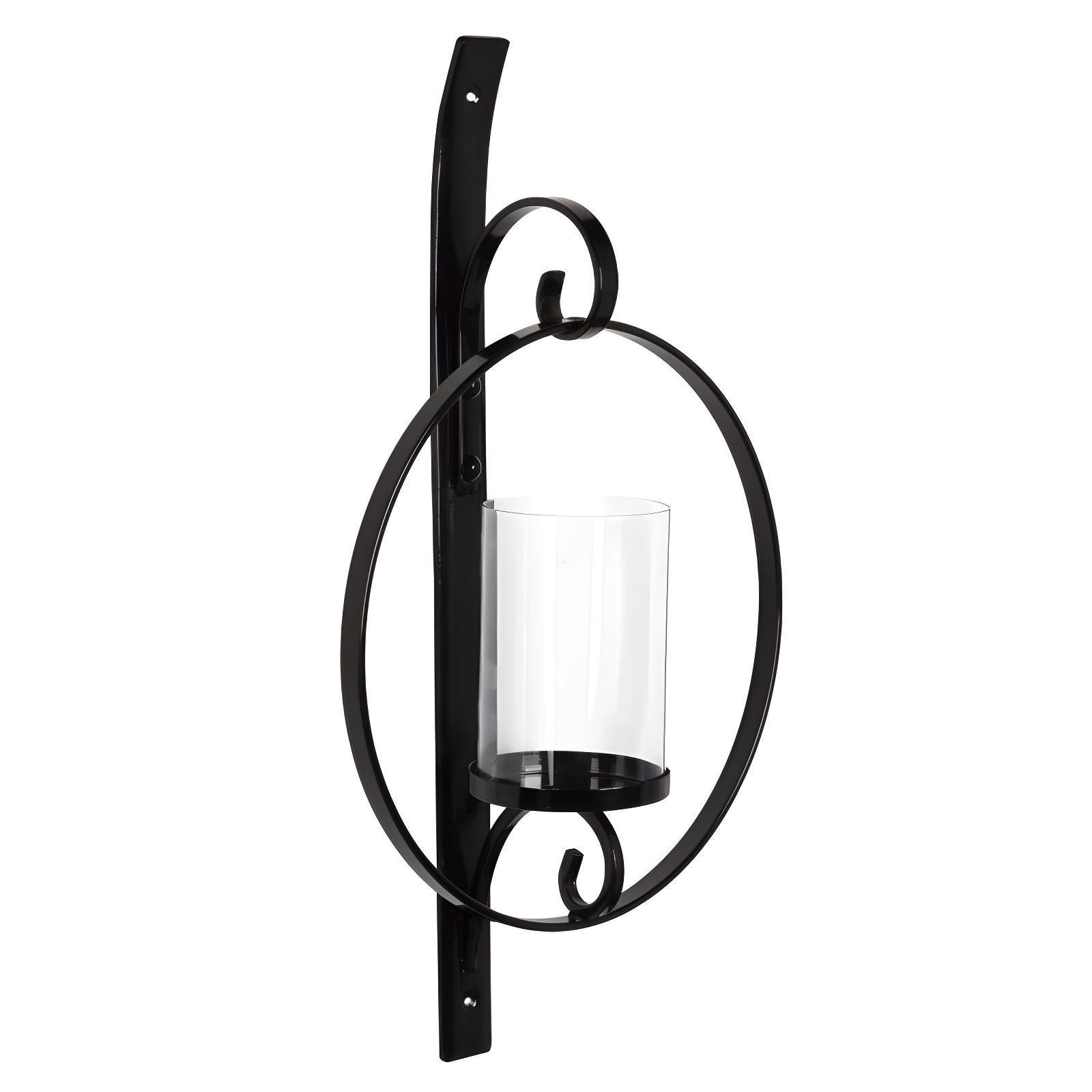 Black Metal Wall Candle Holder Sconce with Glass Pillar