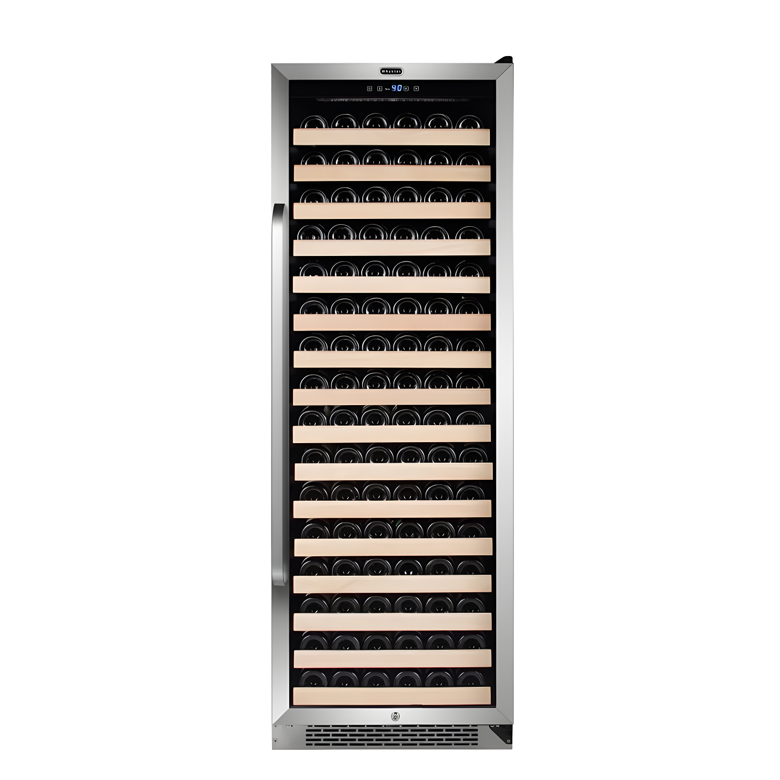 166 Bottle Stainless Steel Freestanding Wine Cooler with LED Lighting