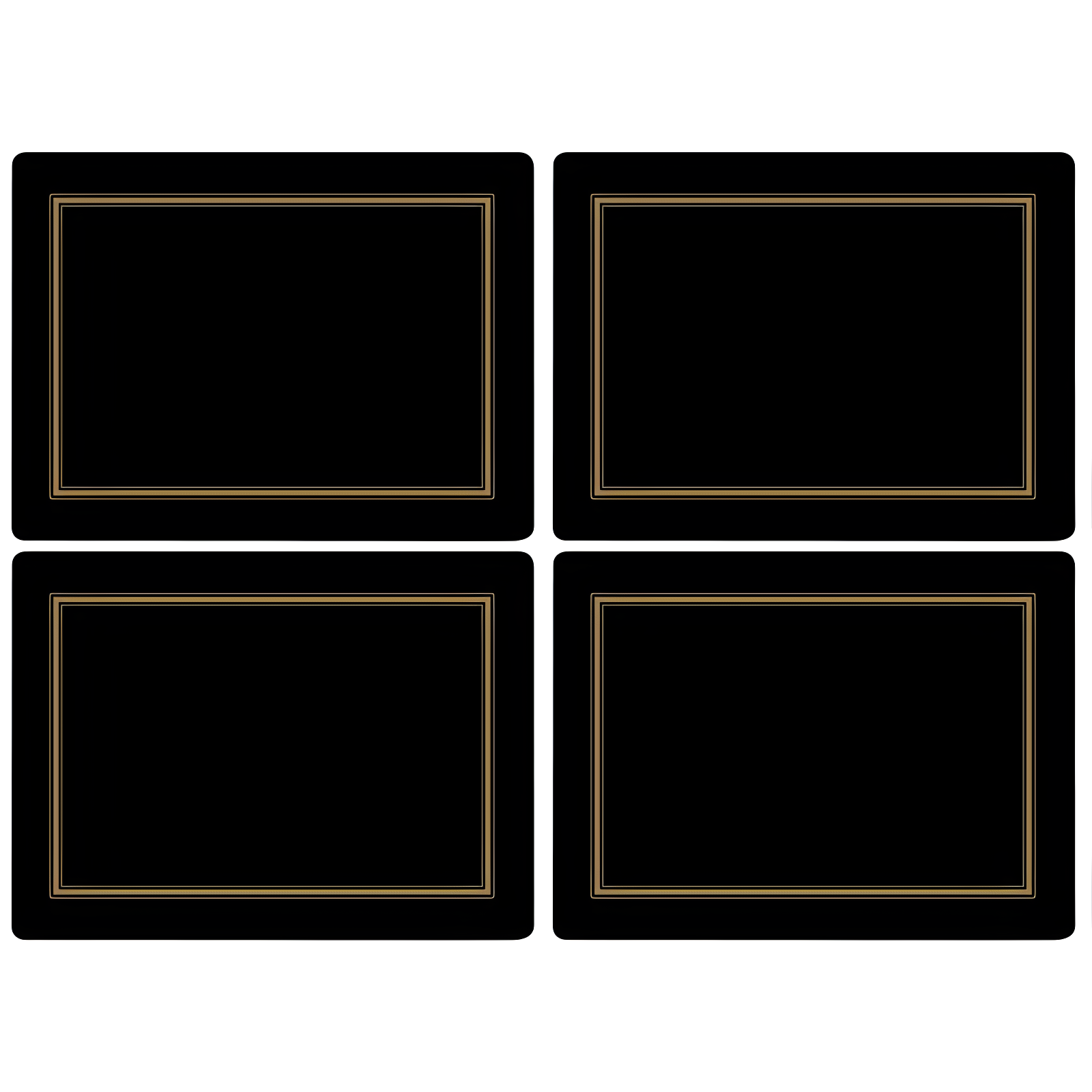 Classic Black and Gold Cork-Backed Hardboard Placemats Set