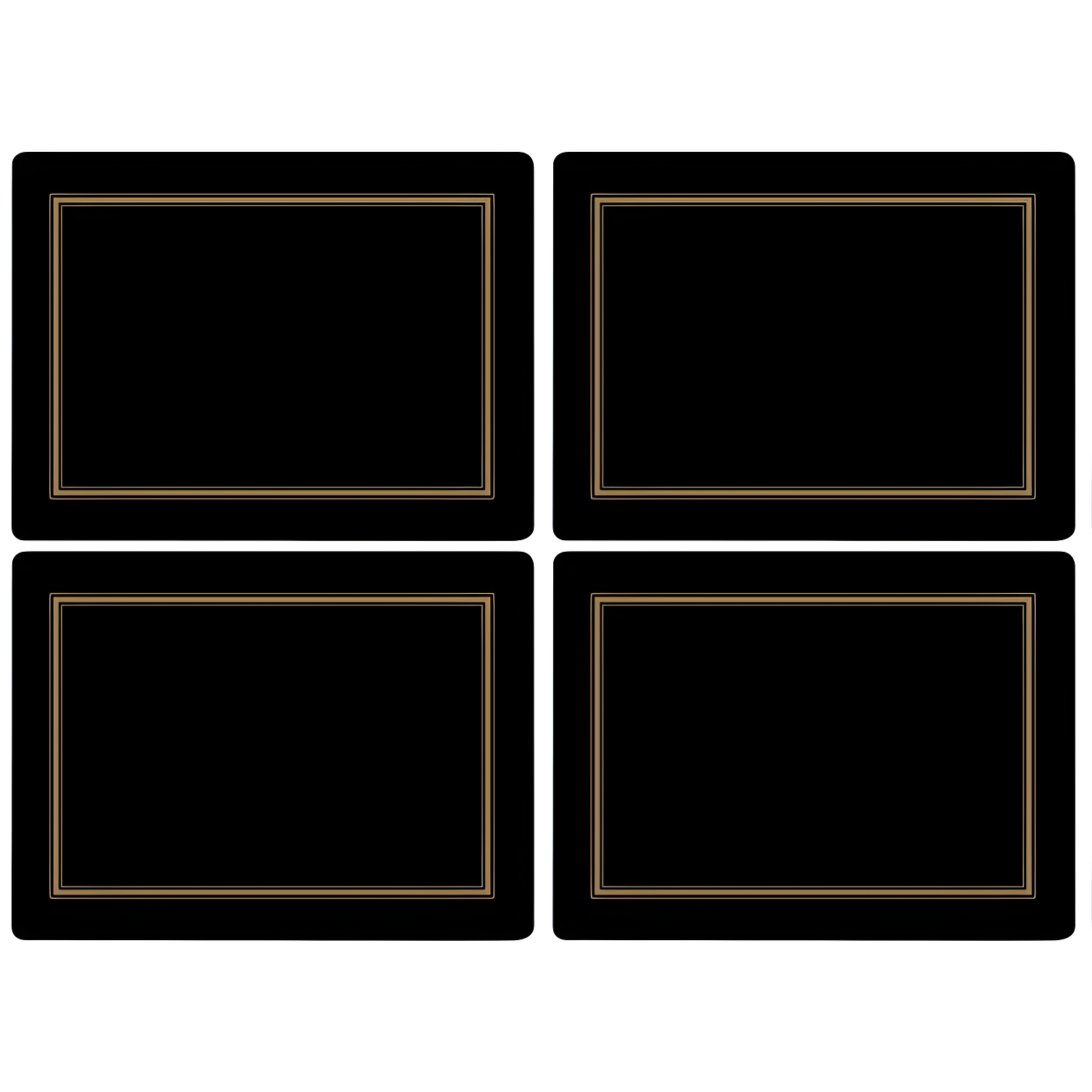 Classic Black and Gold Cork-Backed Hardboard Placemats Set