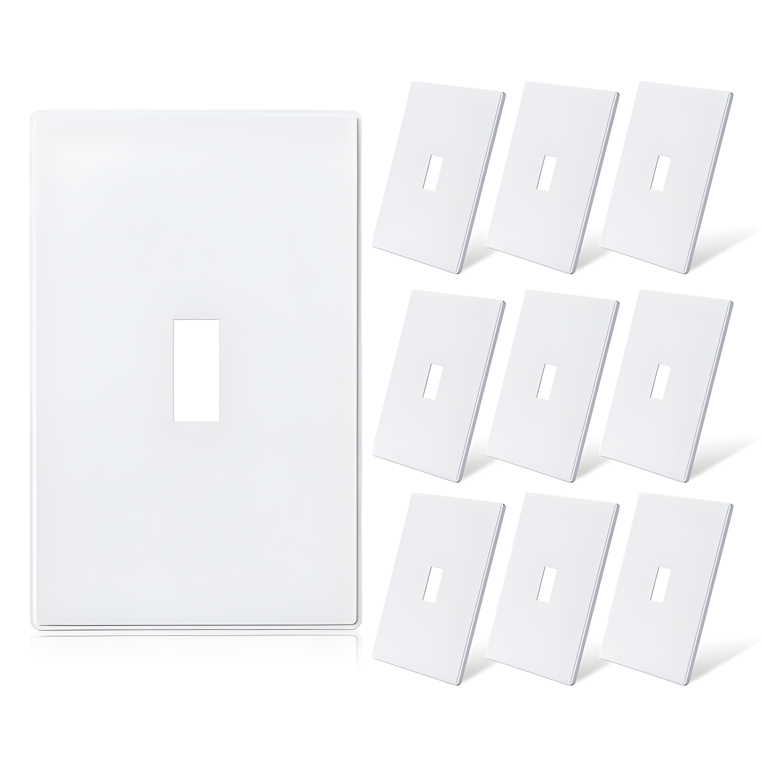 White 1-Gang Screwless Toggle Light Switch Wall Plate Set