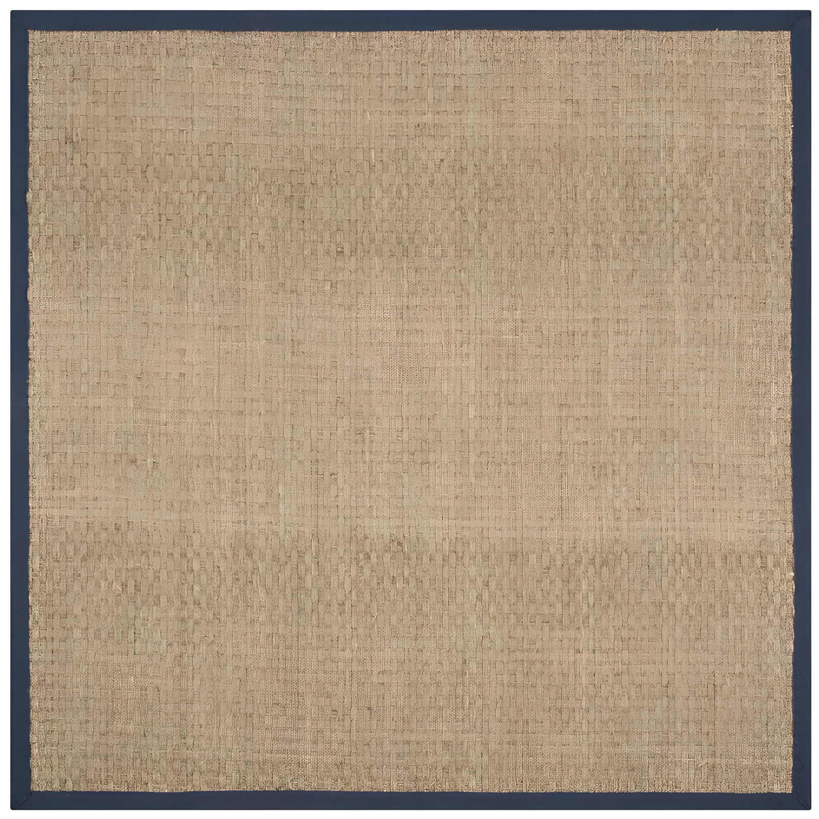 Coastal Charm Natural & Blue Cotton Square Area Rug, 6' x 6'