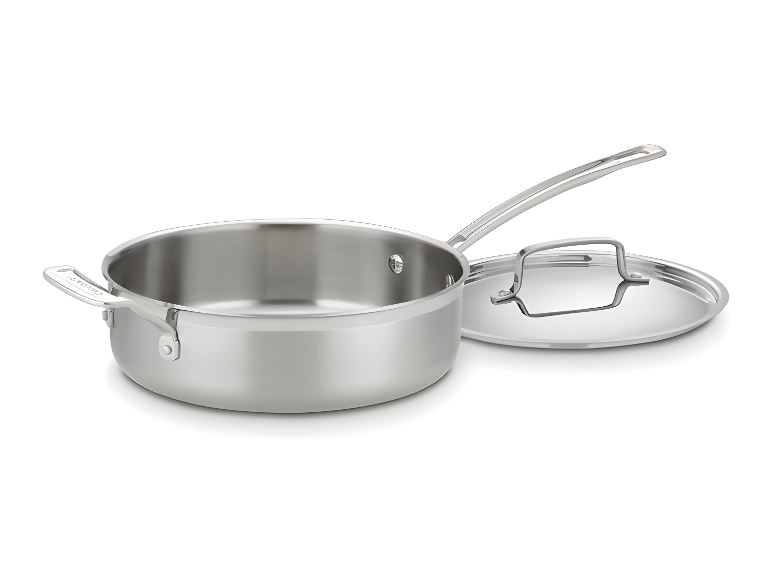 3.5 Quart Silver Stainless Steel Sauté Pan with Lid