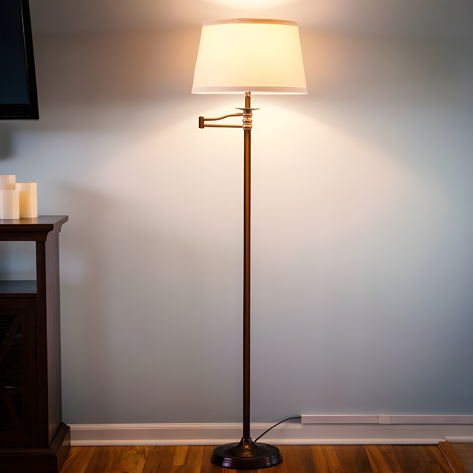 Caden Bronze 62" Extendable LED Floor Lamp with Fabric Shade