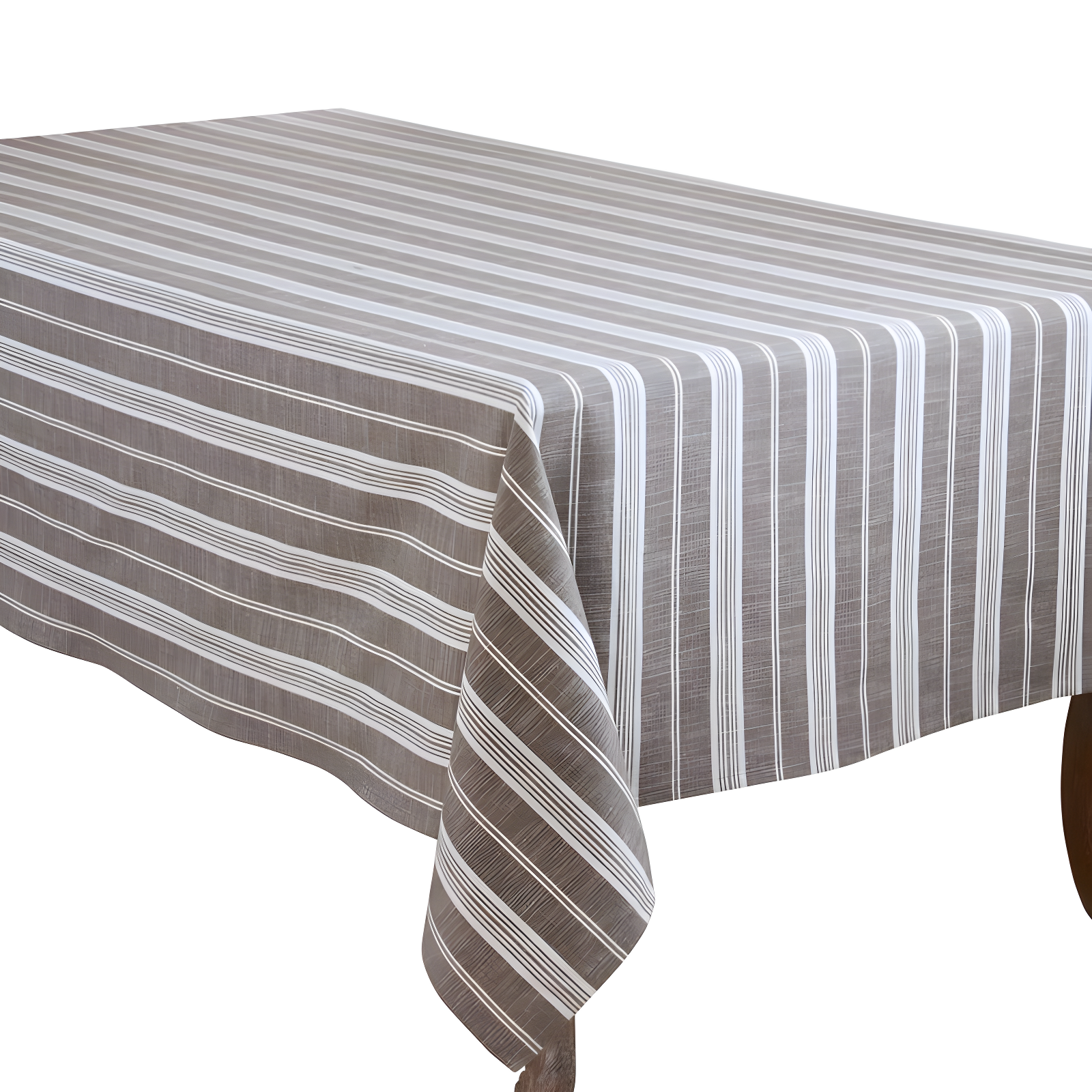 Gray and White Striped Cotton Rectangular Tablecloth