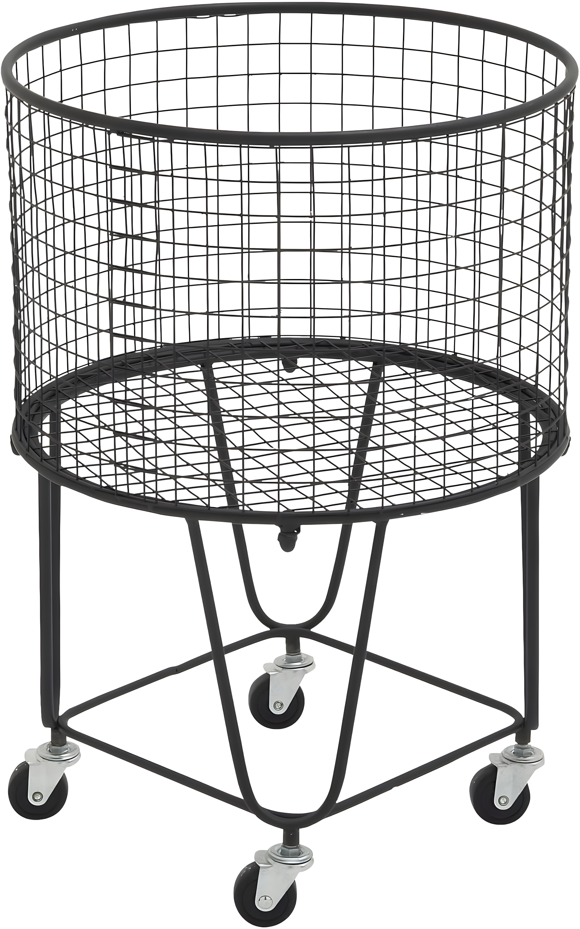 Black Metal Rolling Mesh Storage Basket with Wheels