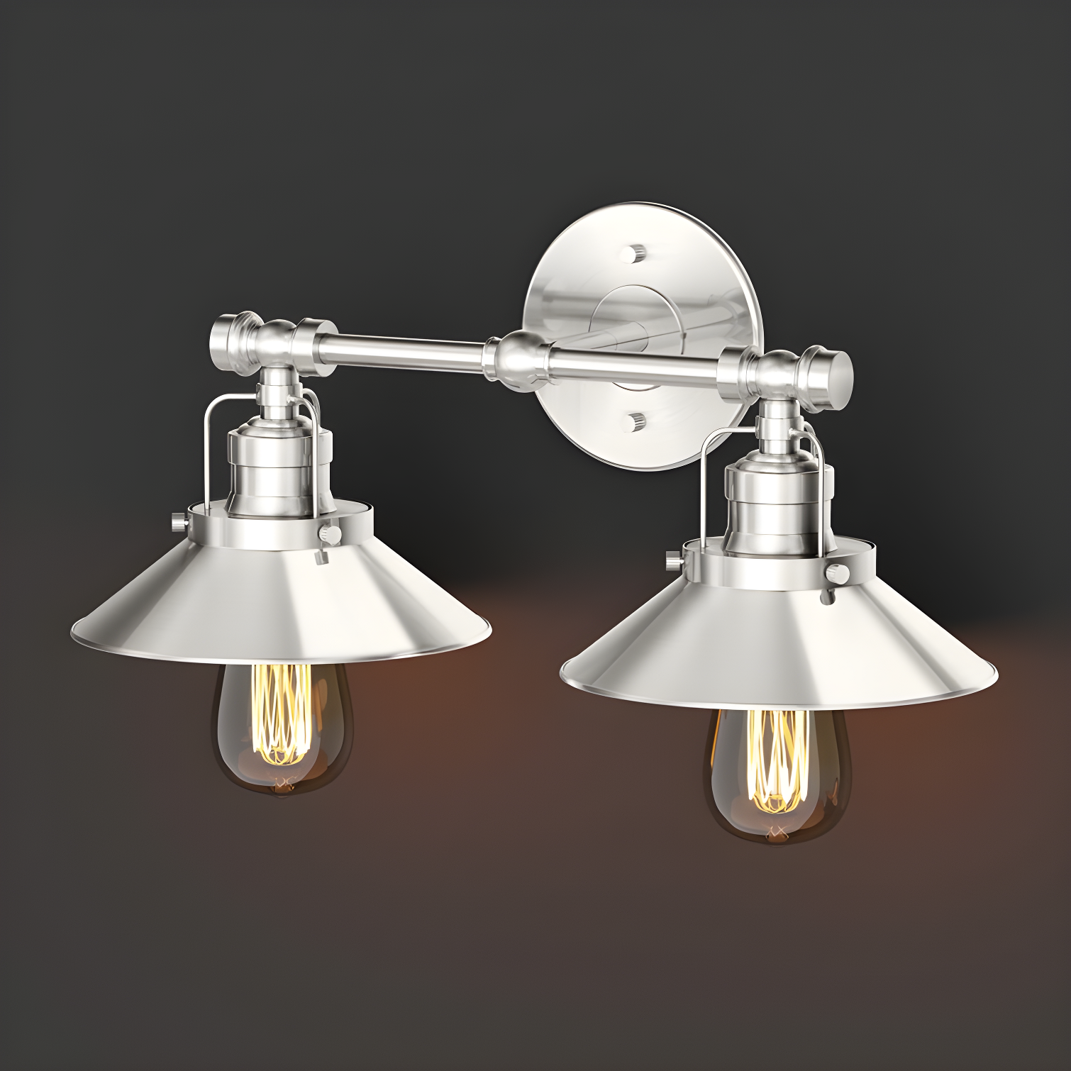 Satin Nickel Double Cone Vanity Sconce