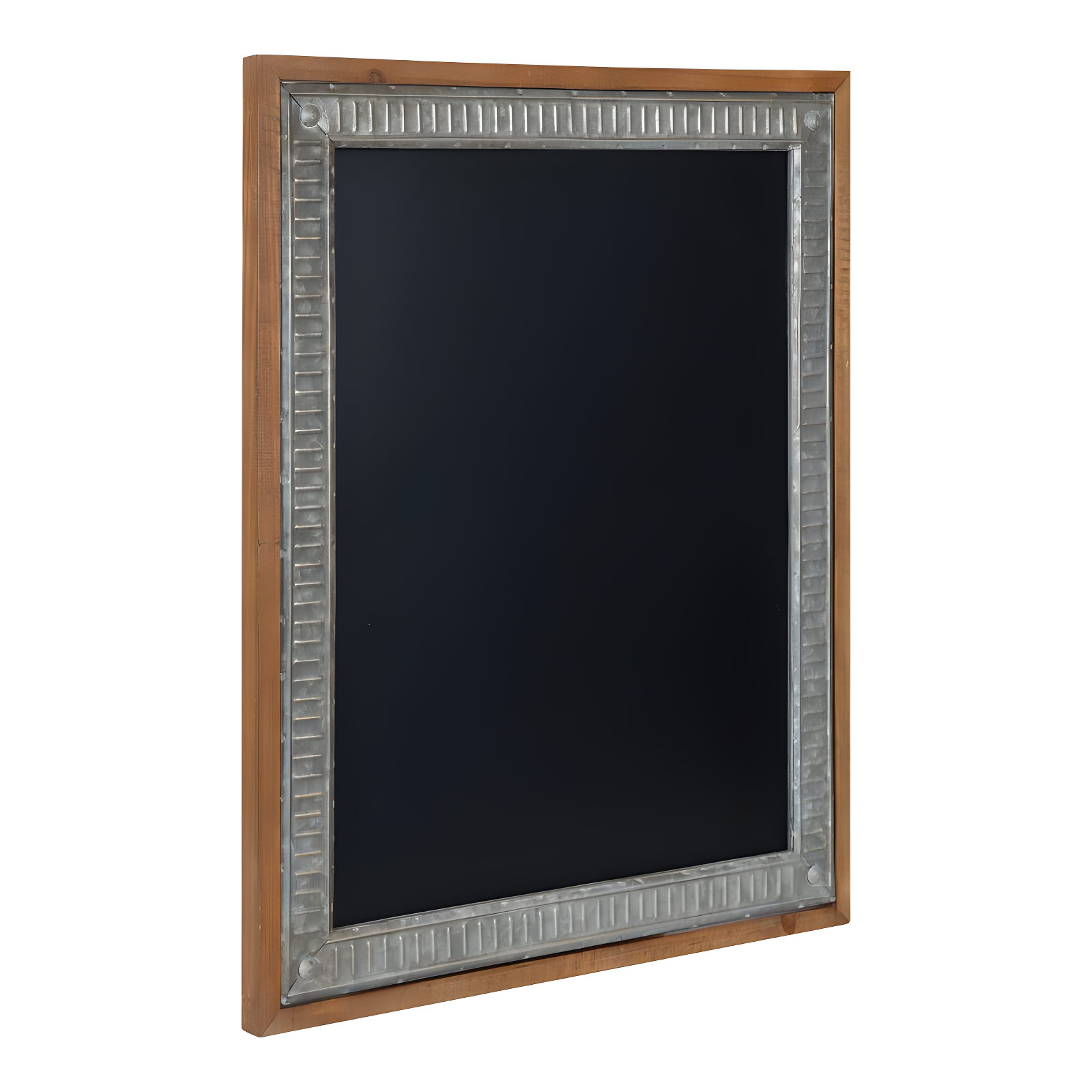 Rustic Brown Wood and Metal Framed Magnetic Chalkboard, 24x30