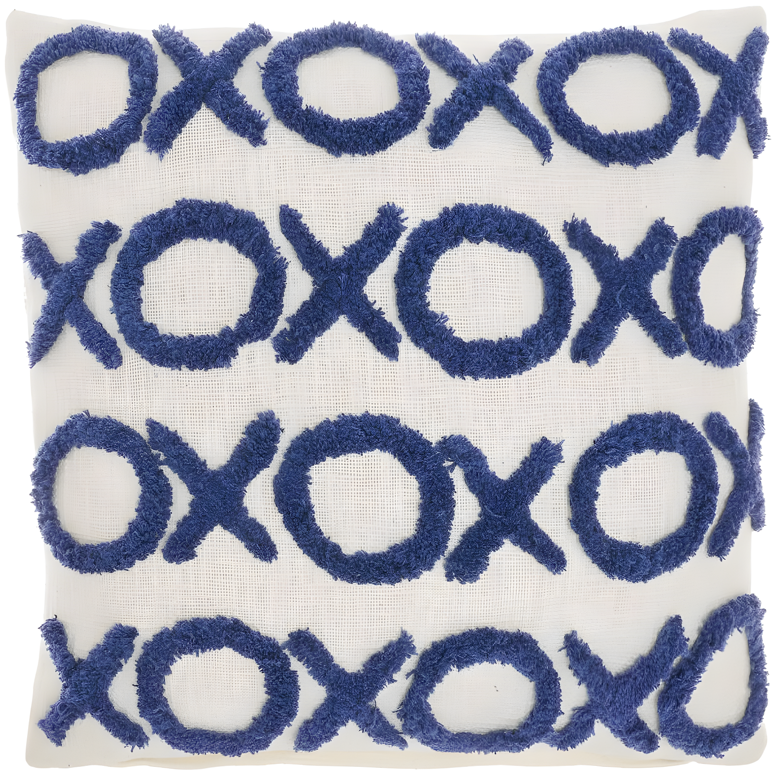 18"x18" Casual Tufted 'XOXO' Blue Ink Square Throw Pillow