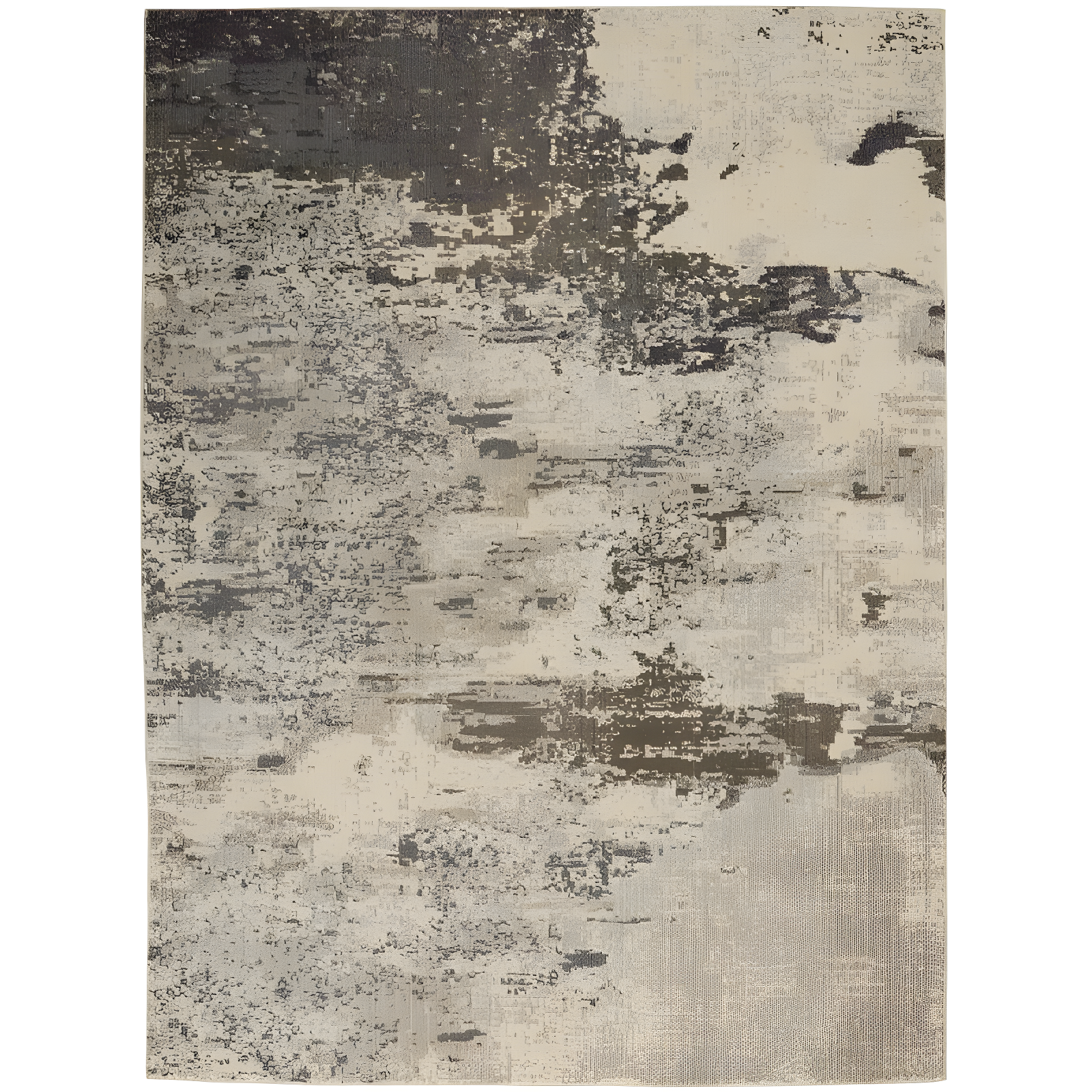 Ivory and Grey Abstract Hand-knotted Round Rug