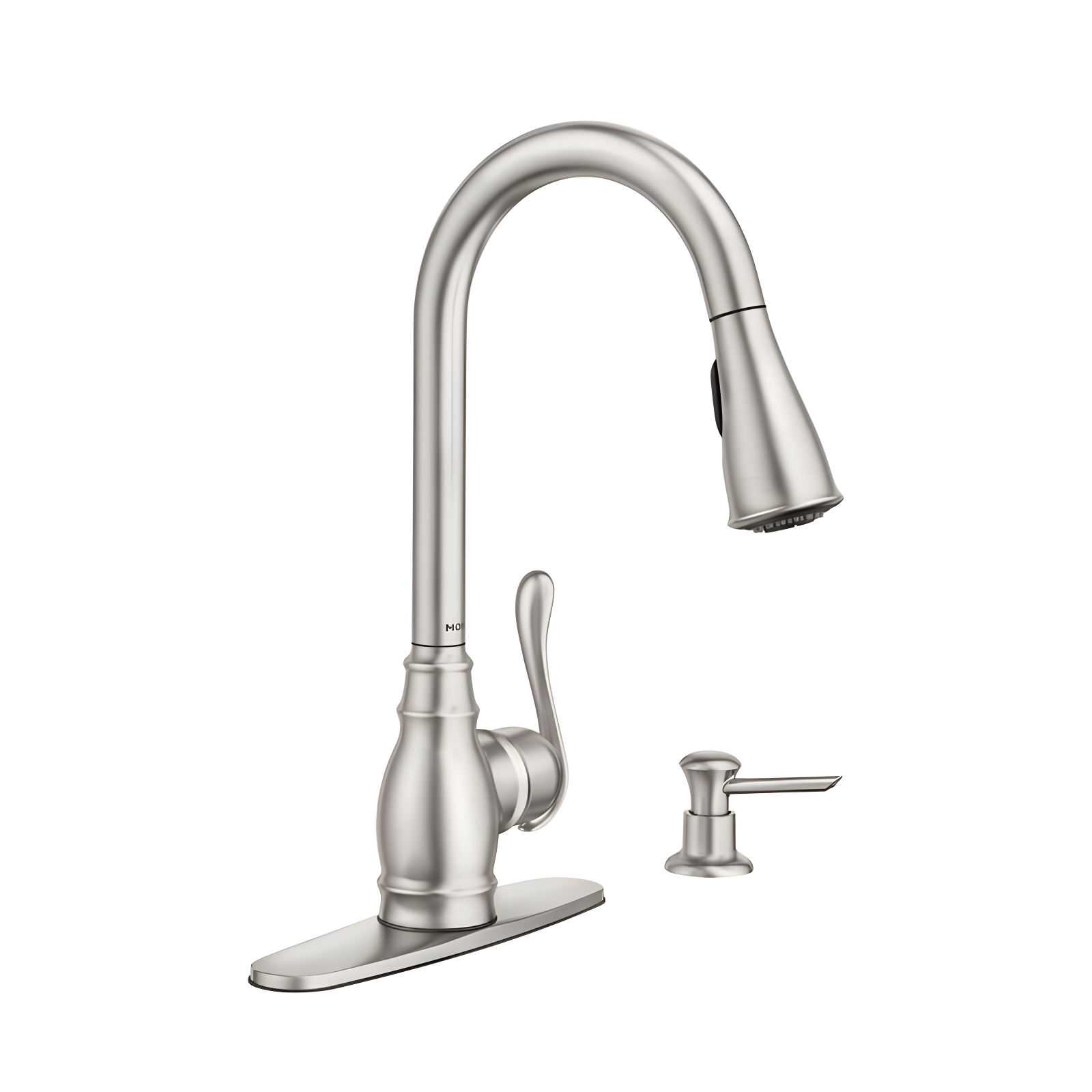 Stainless Steel High Arc Pull-Down Kitchen Faucet with Soap Dispenser