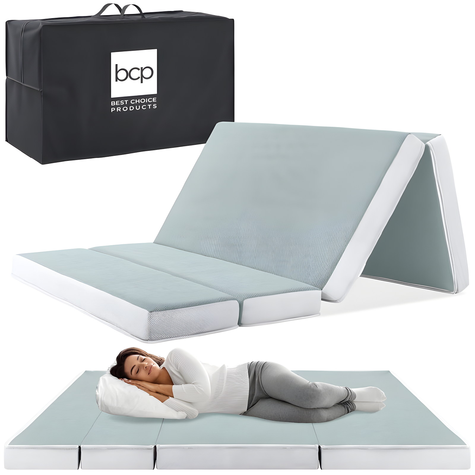 Seafoam Twin Foldable Foam Mattress with Carry Case