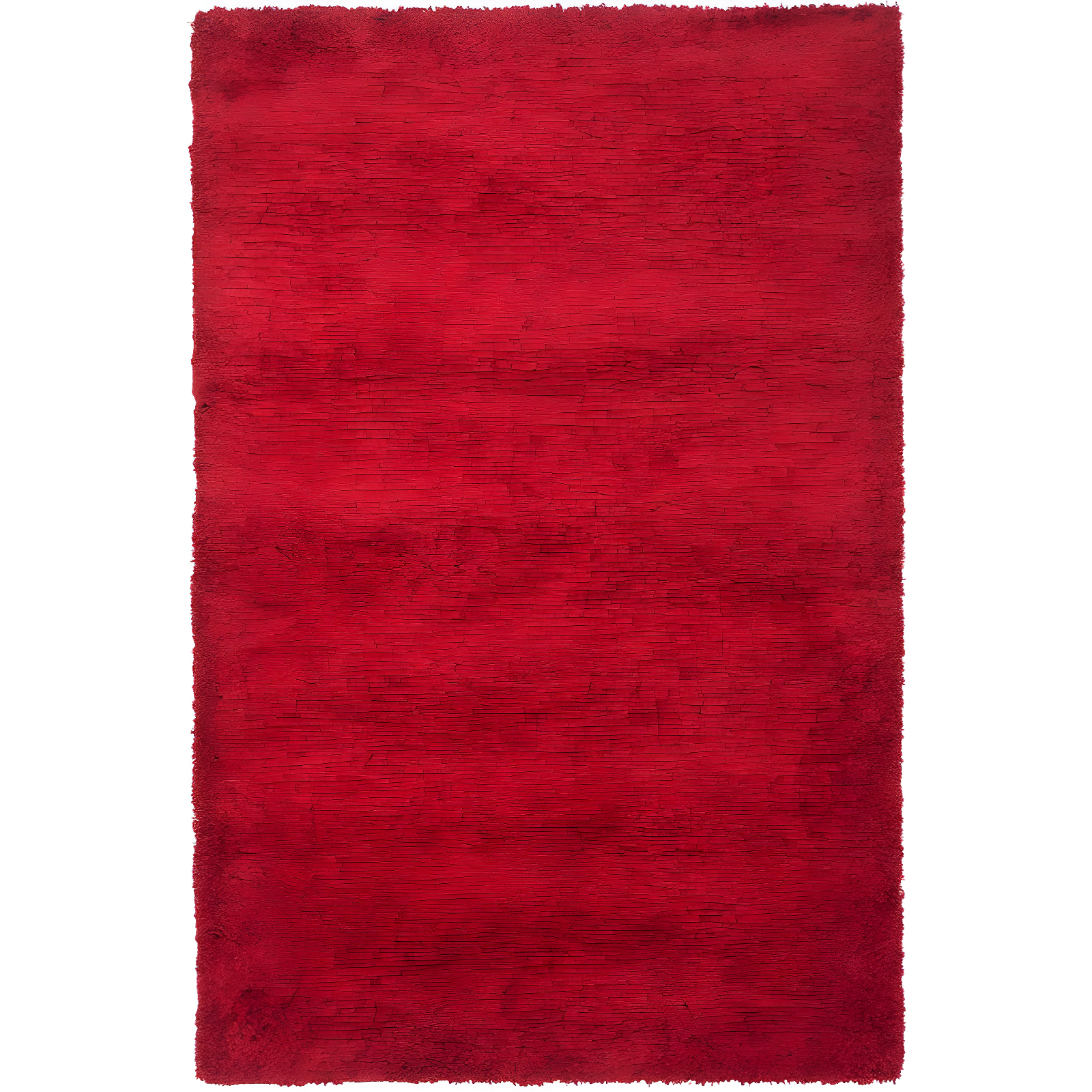 Red Synthetic Tufted Shag Area Rug 5'3" x 7'6"