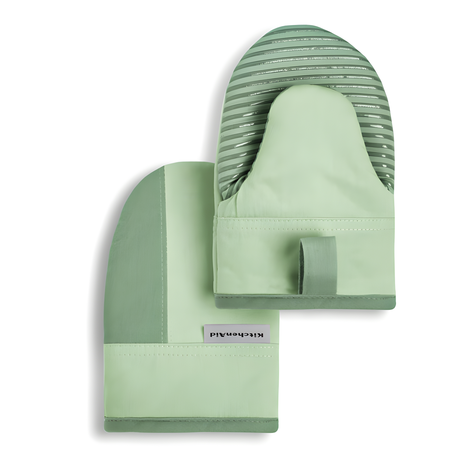 Pistachio and Graphite Green Silicone Oven Mitts, 2-Piece Set